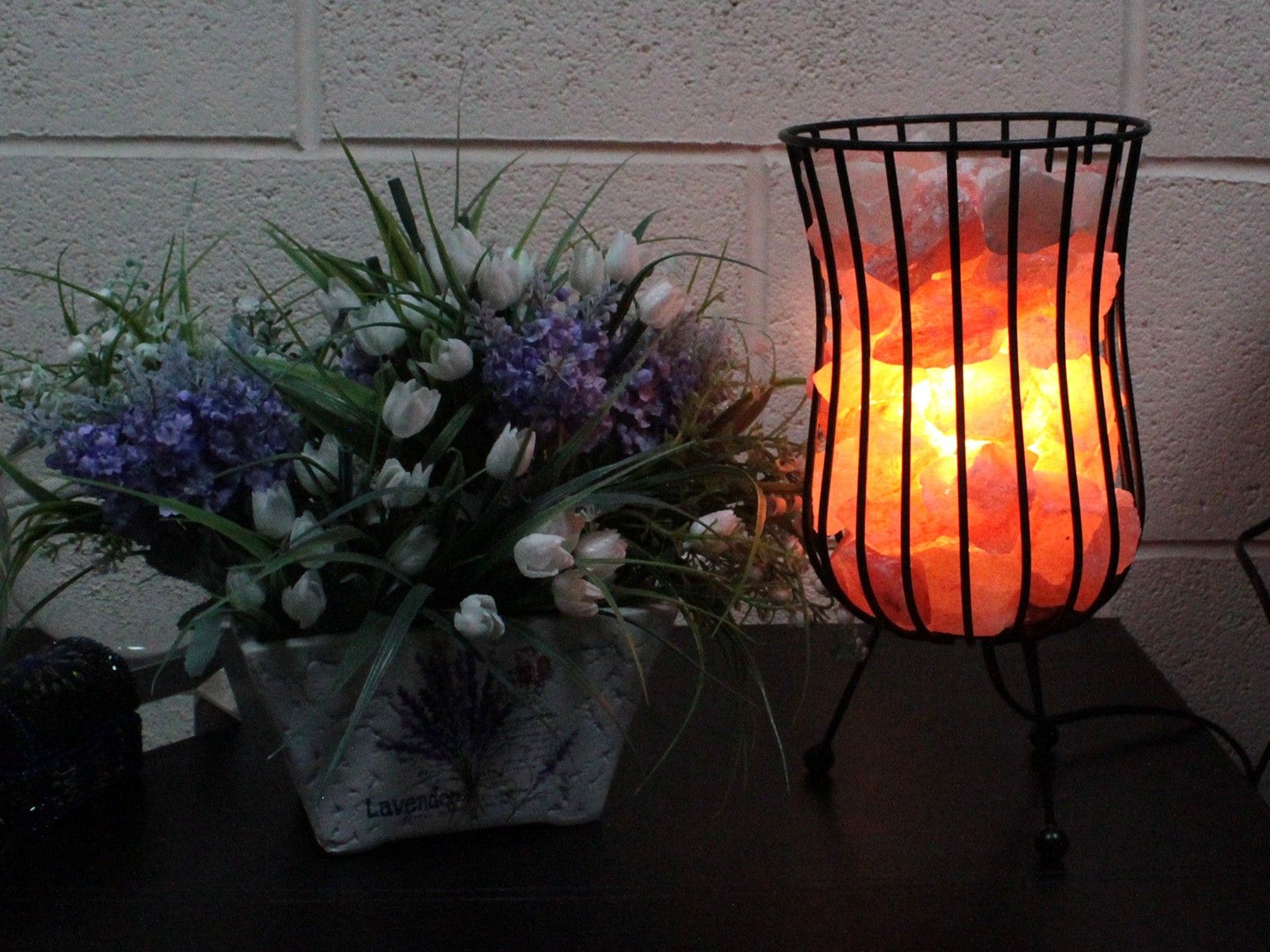 Tall Salt Rock Brazier, Pink Salt Chunks, Cable & Bulb - Image 5