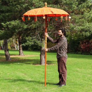 Bali Patio Parasol - Cotton - Orange Decor - 1.5m