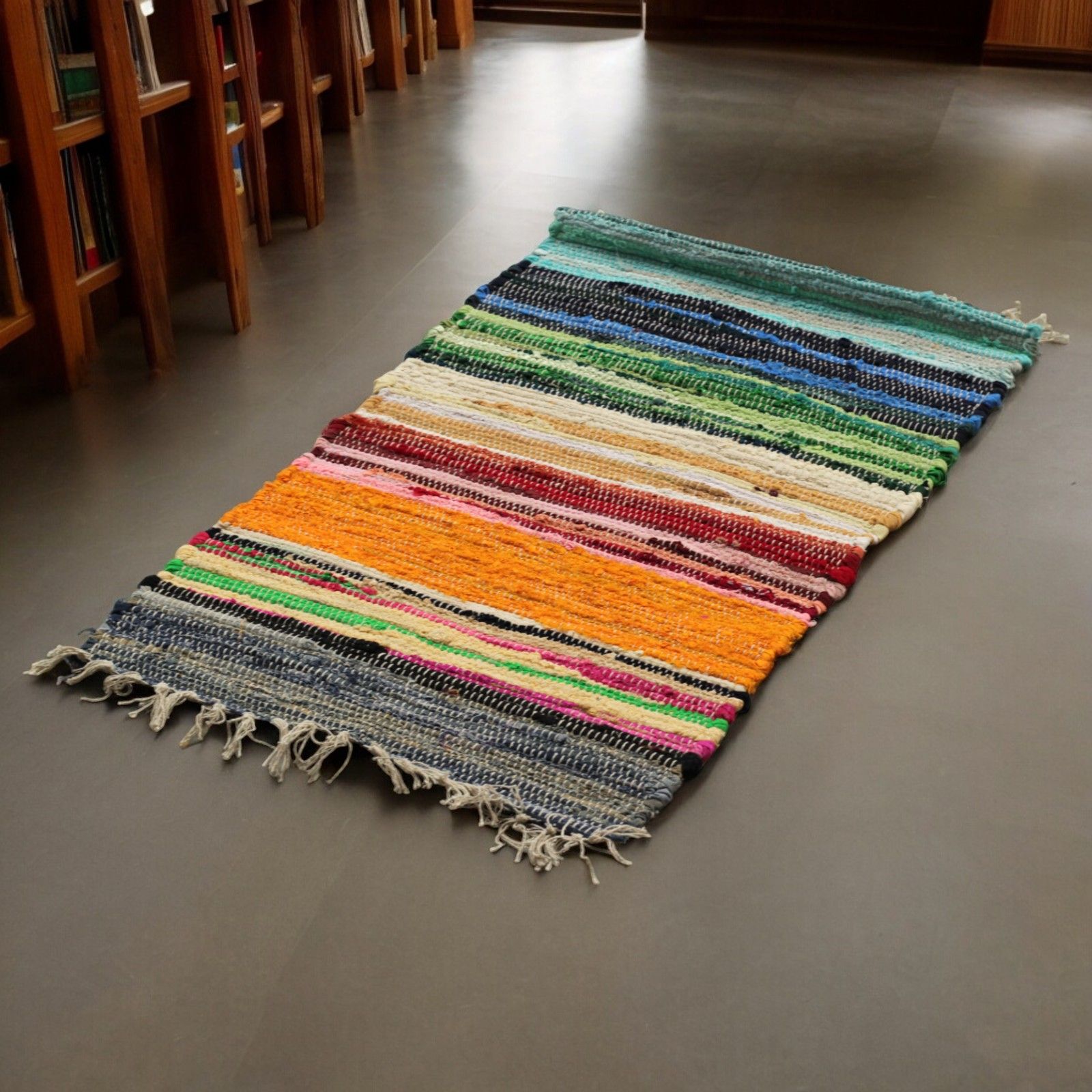 Large Rag Rug - 150x90cm - premium quality - Rainbow Colours - Image 3
