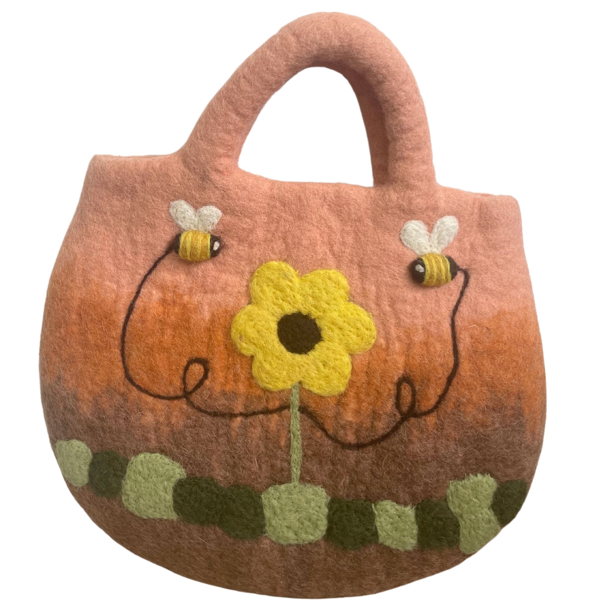 Sun Flower & Bees Felted Bag - Image 4