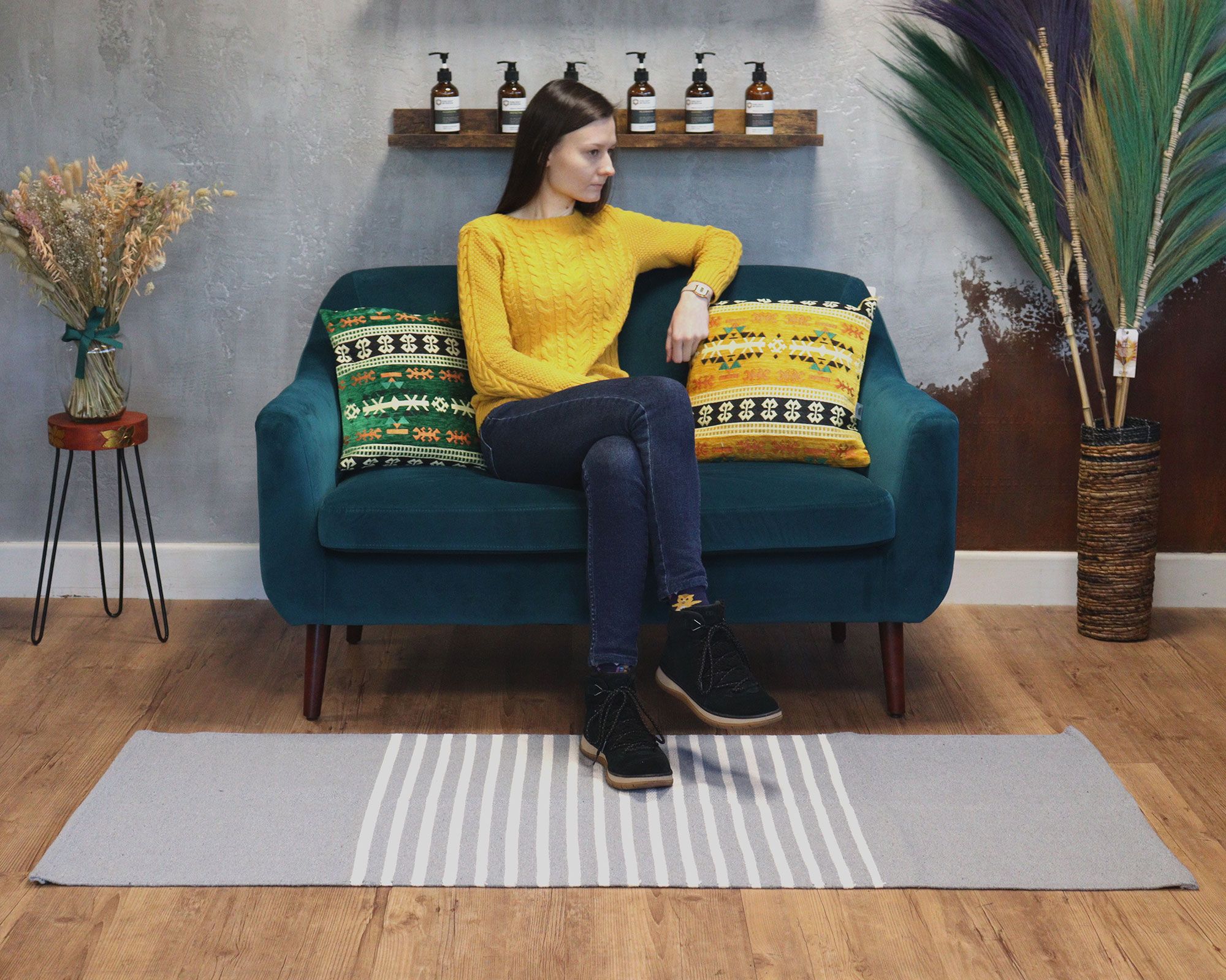 Indian Cotton Rug - 70x170cm - Grey - Image 4