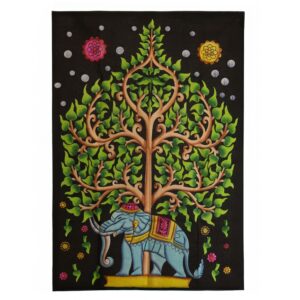 Cotton Wall Art (70x110cm) - Elephant & Tree of Life