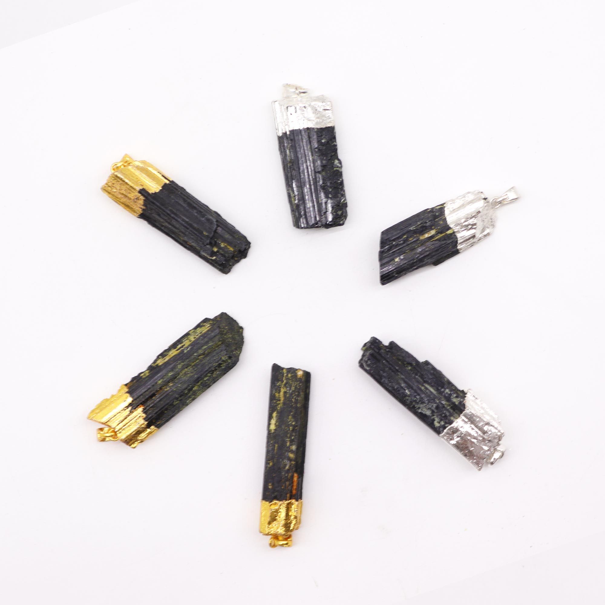 Gemstone Indian Tourmaline & Silver Plated Pendants (6 assorted) - Image 2