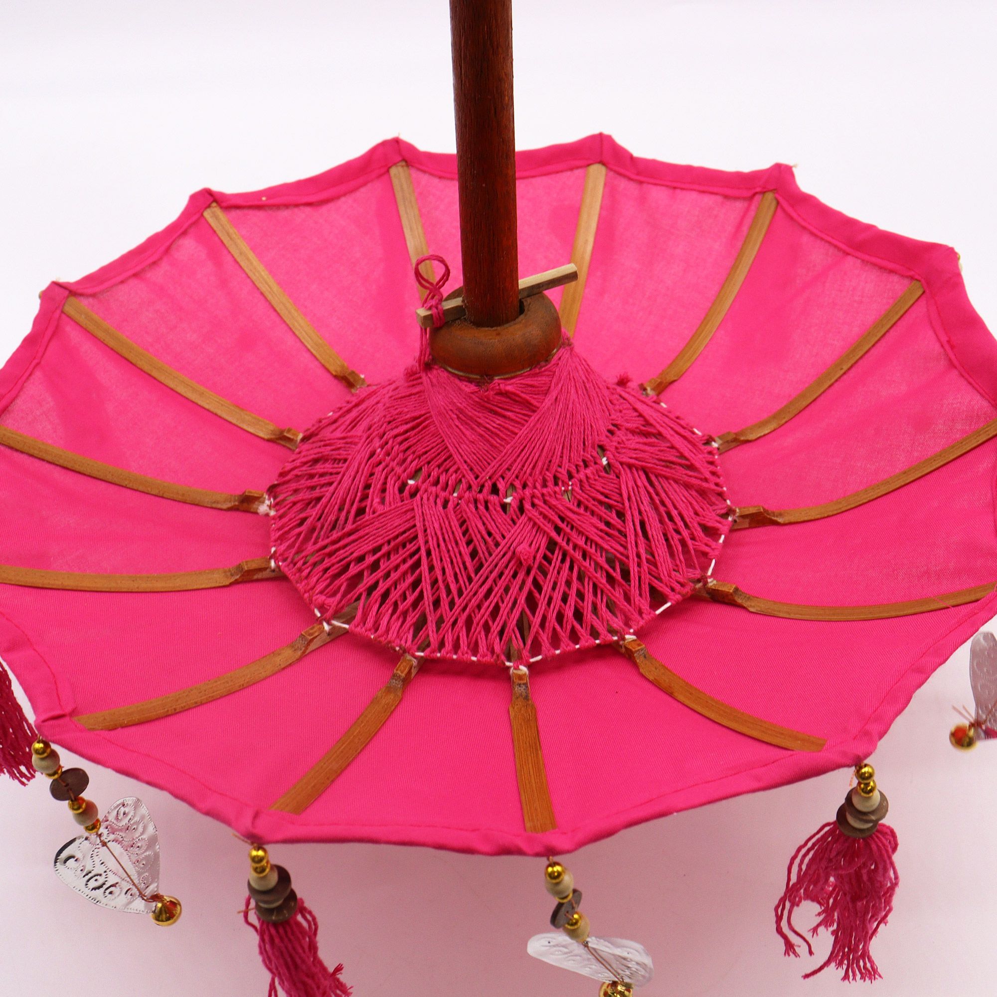 Bali Home Decor Parasol - Cotton - Pink- 40cm - Image 3