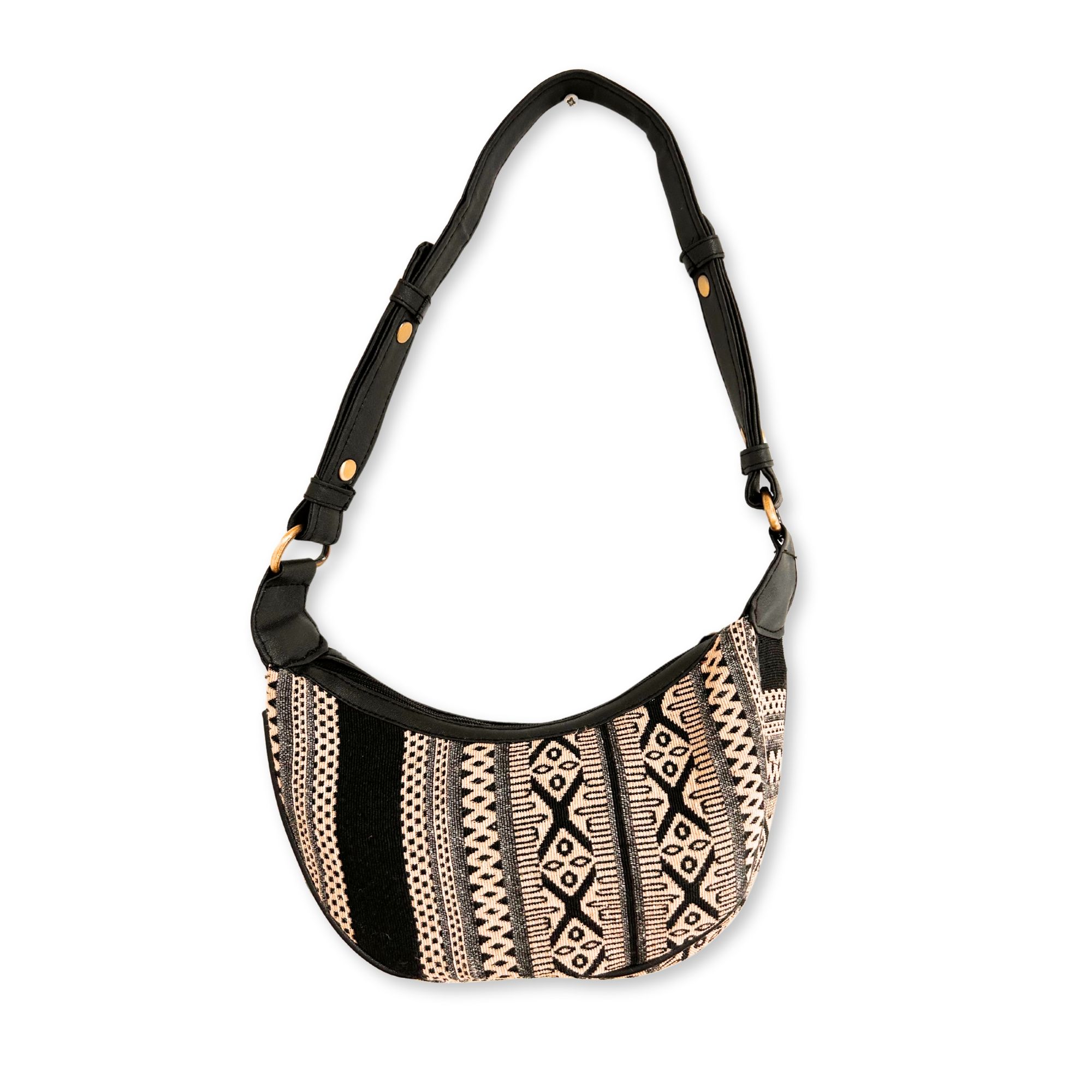 Jacquard Hobo Bag - Grey Metro (black strap) - Image 2