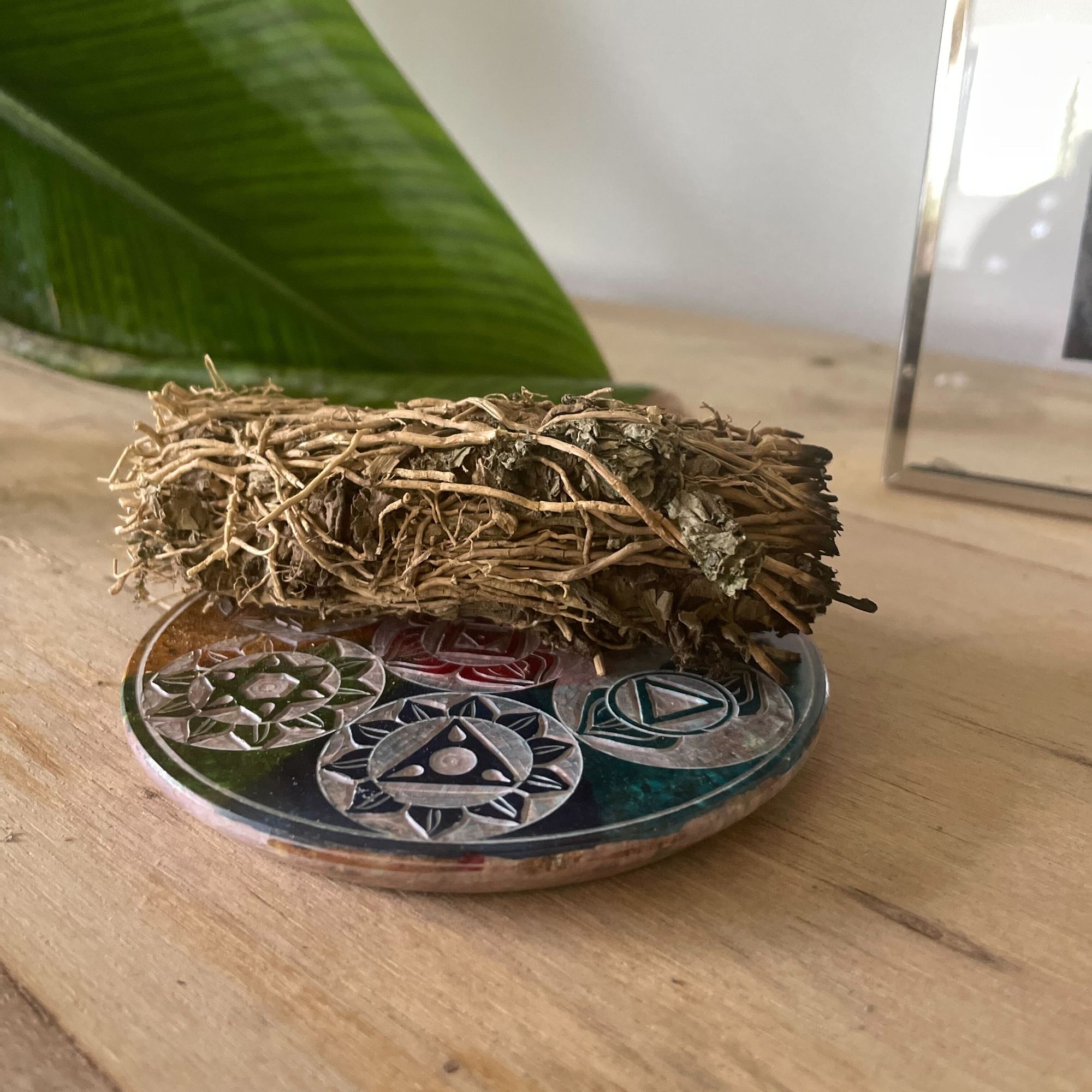 Soapstone Disc Incense Cone Holder 10cm - Seven Chakra - Image 5