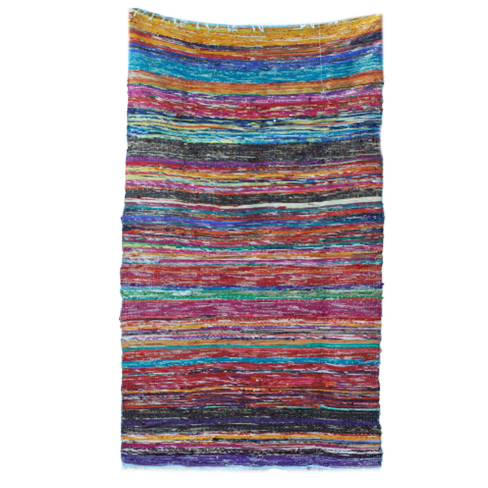 153 x 90cm Luxury Rag Rug - Blue - Image 6