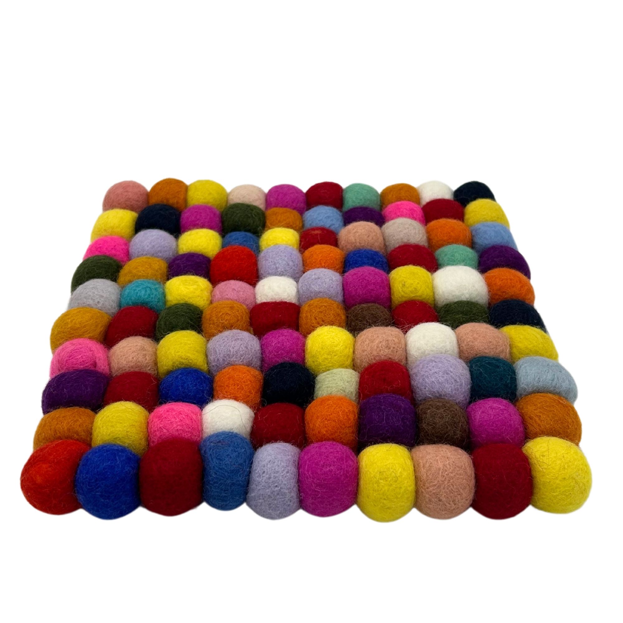 Felt Ball Square Placemat - Multi Colour - Image 2