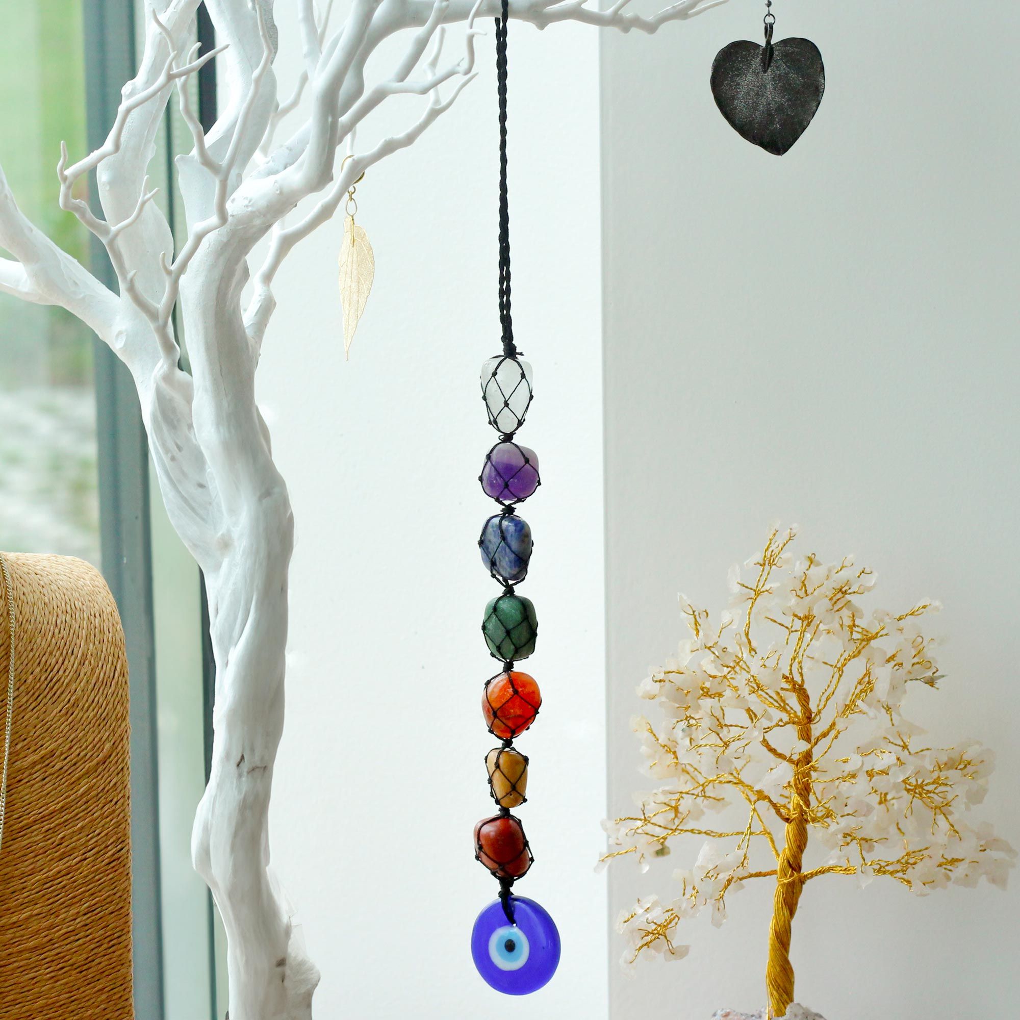 Hanging Chakra Stone Pendant - Evil Eye - Image 3