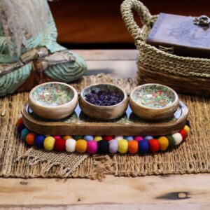 Felt Ball Oval Centre Mat - Multi Colour