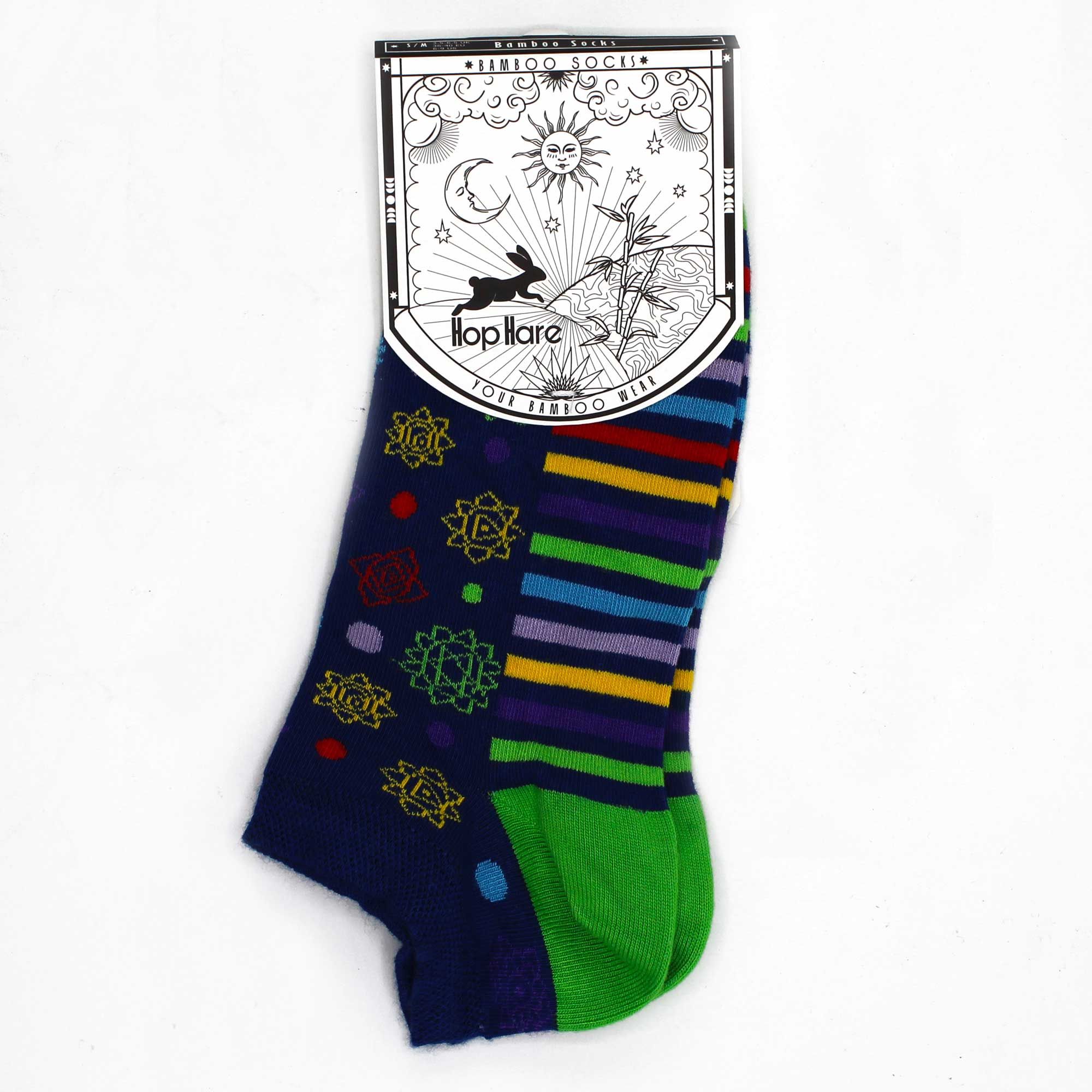 M/L Hop Hare Bamboo Socks Low (7.5-11.5) - 7 Chakra - Image 2