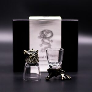 Gift Set of 6 Shot Glasses (50ml) - Wild Forest Creatures - Antique Bronze