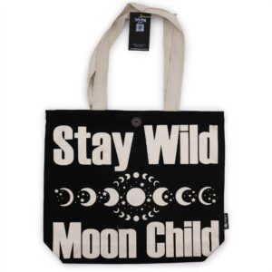 Iconic Classic Tote Bag - Stay Wild, Mood Child - Black Natural 10oz