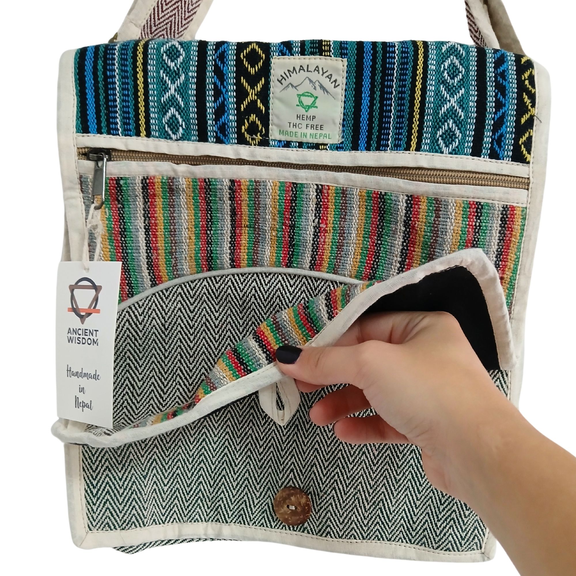 Hemp Laptop Messenger Bag - Curves - Image 2