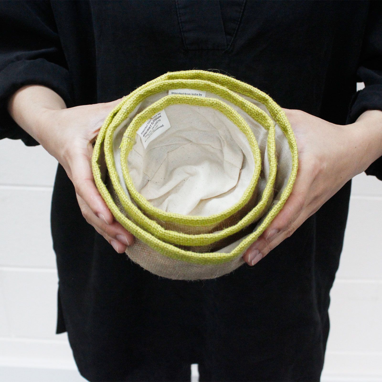 Set of 3 Natural Jute Baskets - Turmeric - Image 3