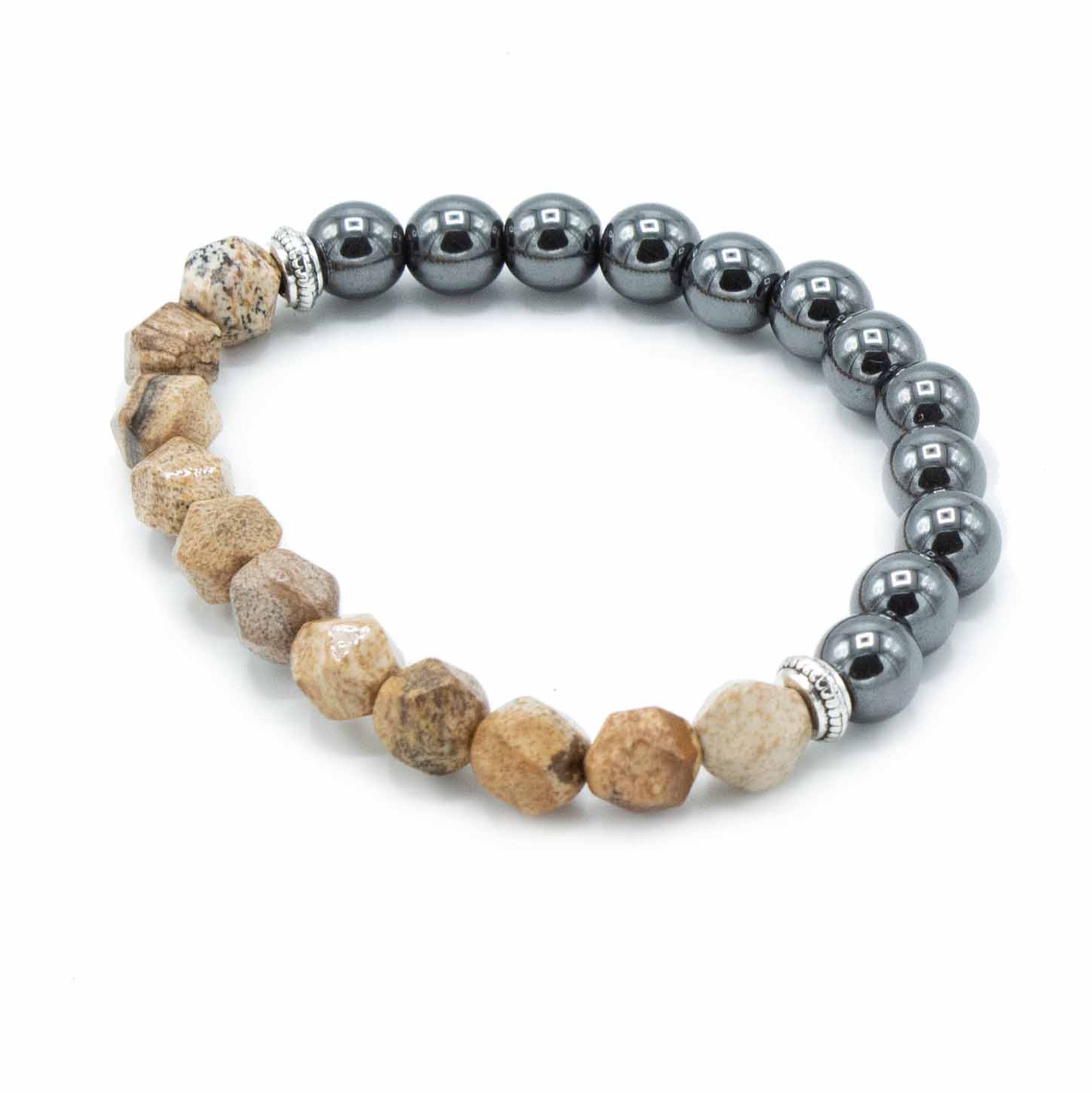 Faceted Gemstone Bracelet - Magnetic Picture Jasper - Image 2