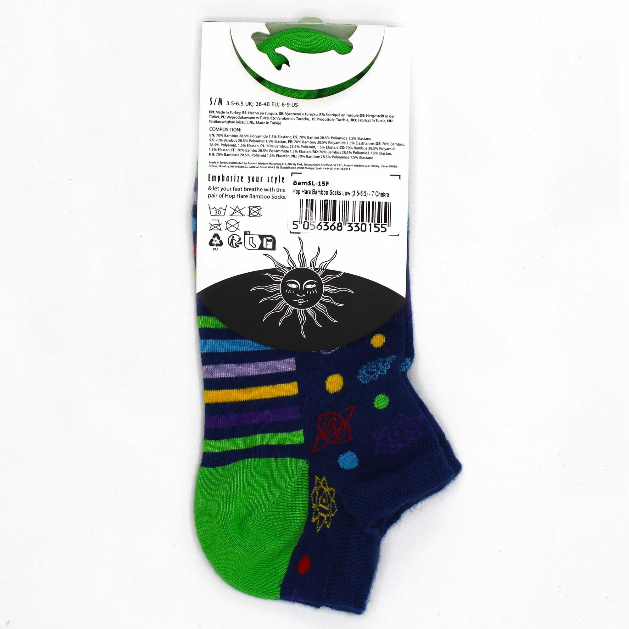 S/M Hop Hare Bamboo Socks Low (3.5-6.5) - 7 Chakra - Image 4