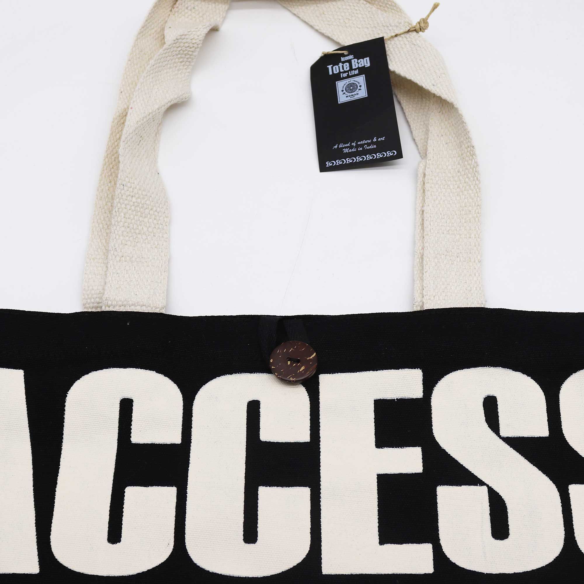 Iconic Classic Tote Bag - ACCESS ALL AREAS - Black Natural 10oz - Image 3