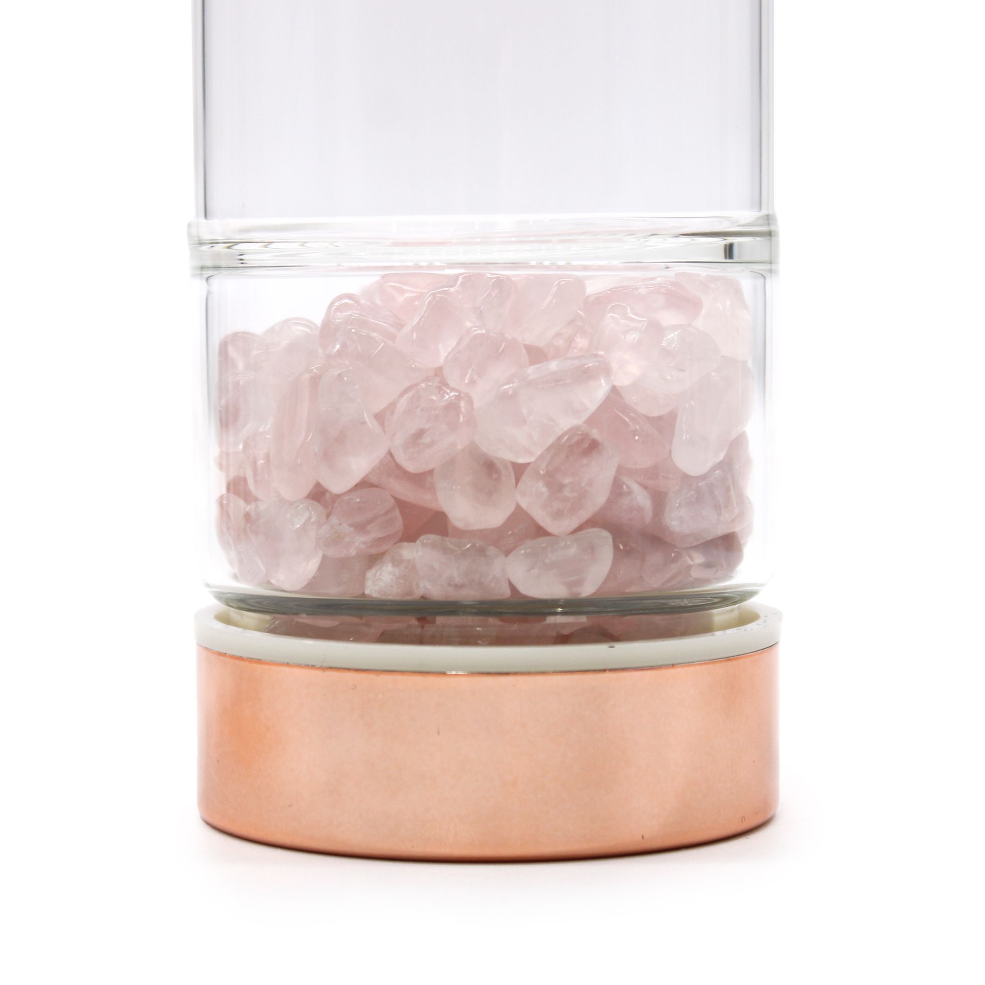 Crystal Glass Tea Infuser Bottle - Rose Gold - Rose Quartz - Image 3