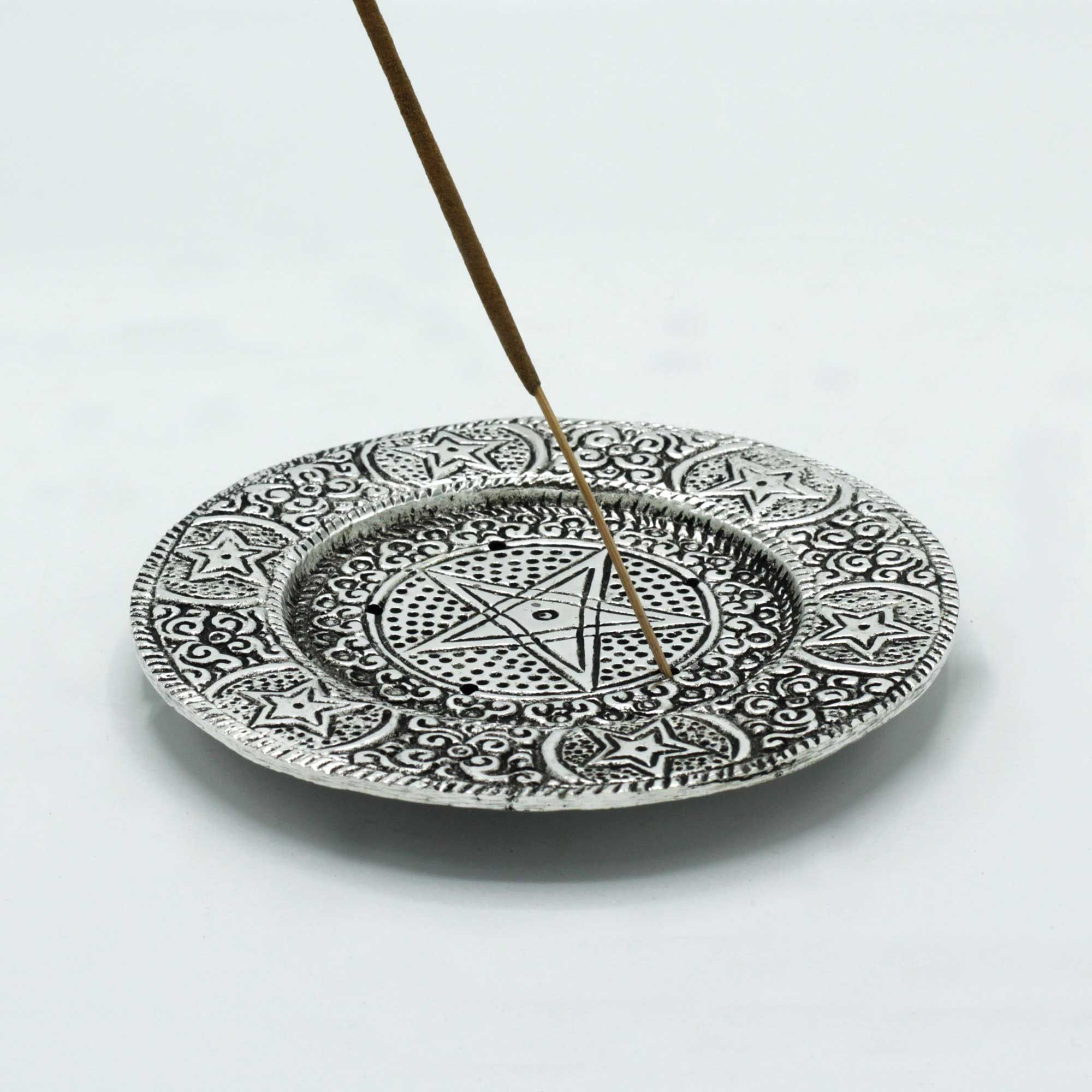 Polished Aluminium Pentagram Incense Holder 11.5cm - Image 2