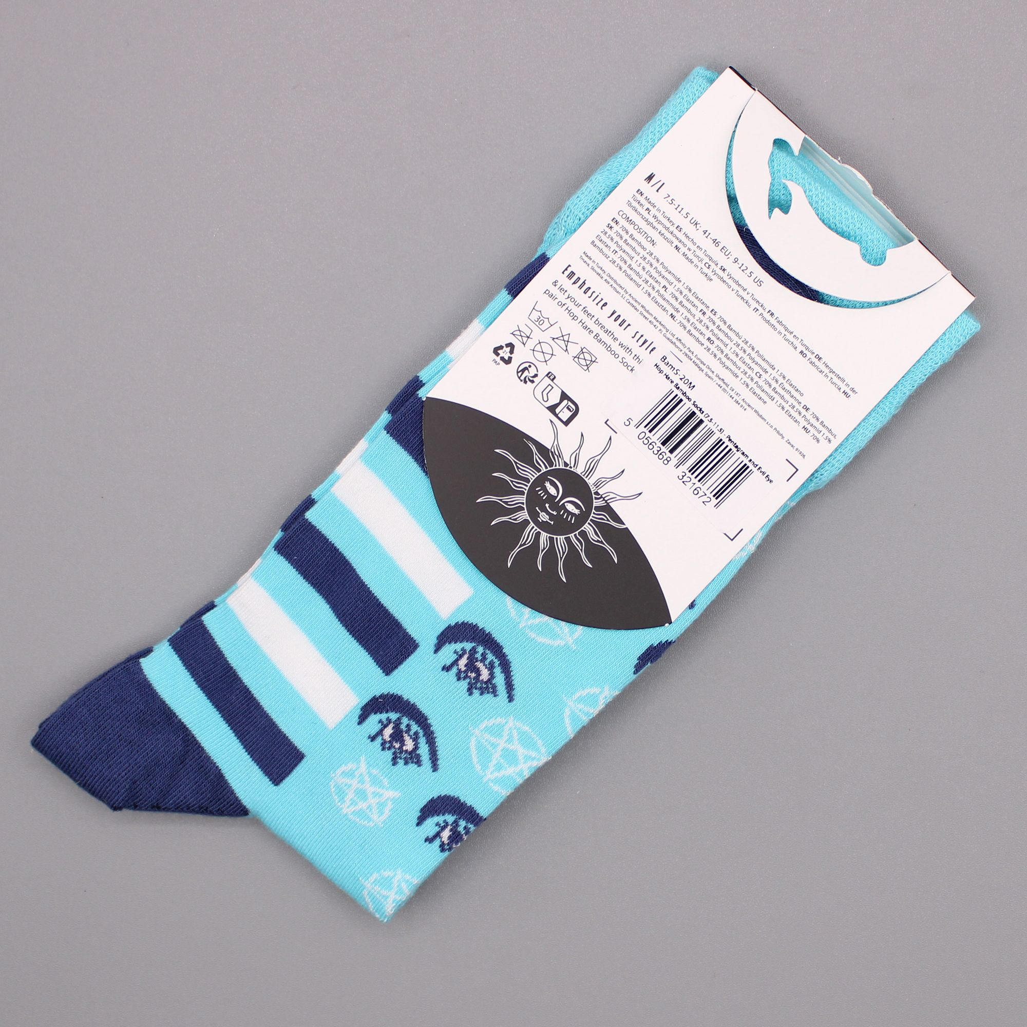 Hop Hare Bamboo Socks S/M - Pentagram and Evil Eye - Image 4