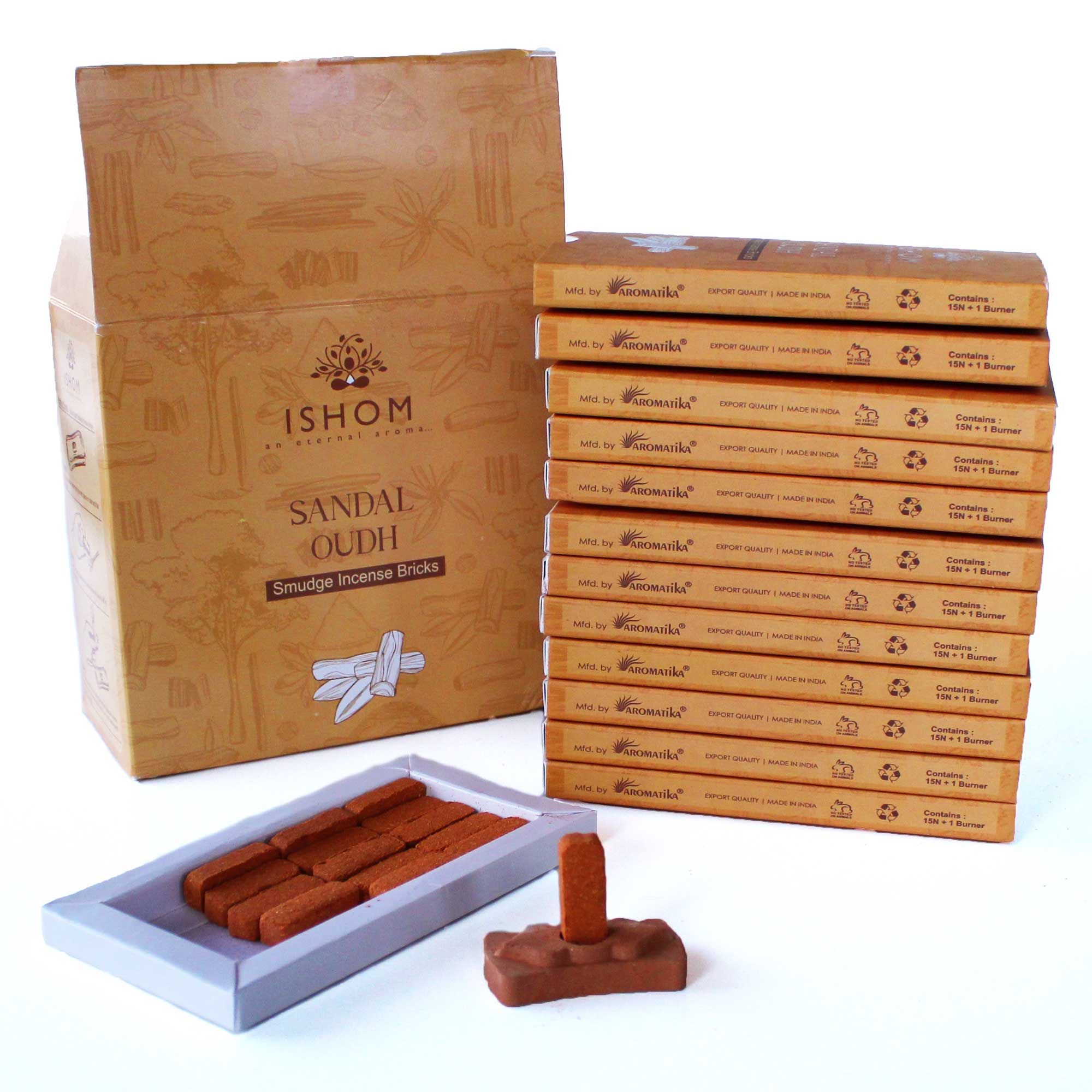 Pack of 15 Natural Incense Smudge Bricks and Burner - Sandal Wood - Image 2