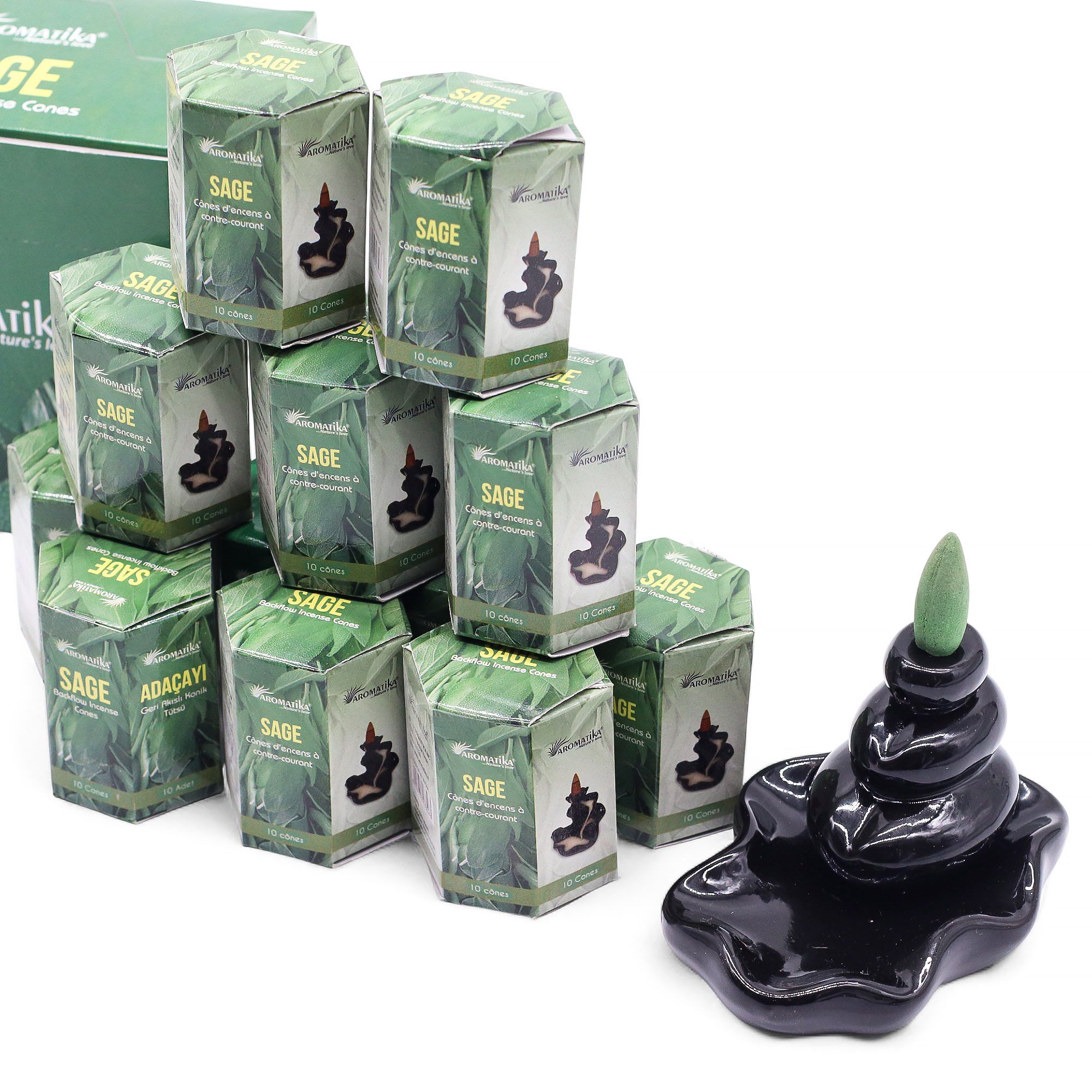 Pack of 10 Masala Backflow Incense - Sage - Image 2