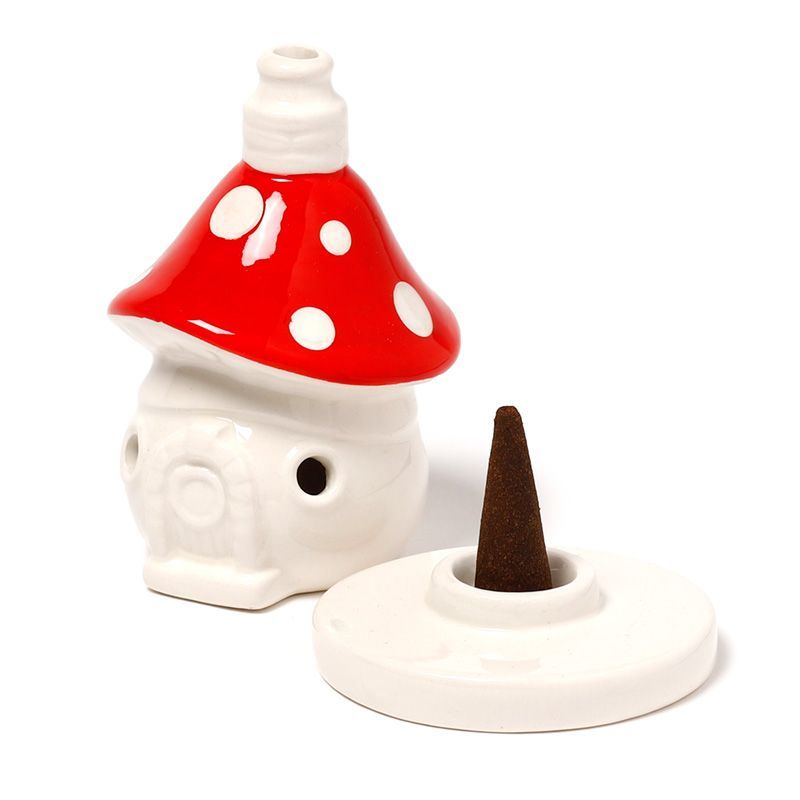 Fairy Toadstool House Ceramic Incense Cone Burner - Image 2