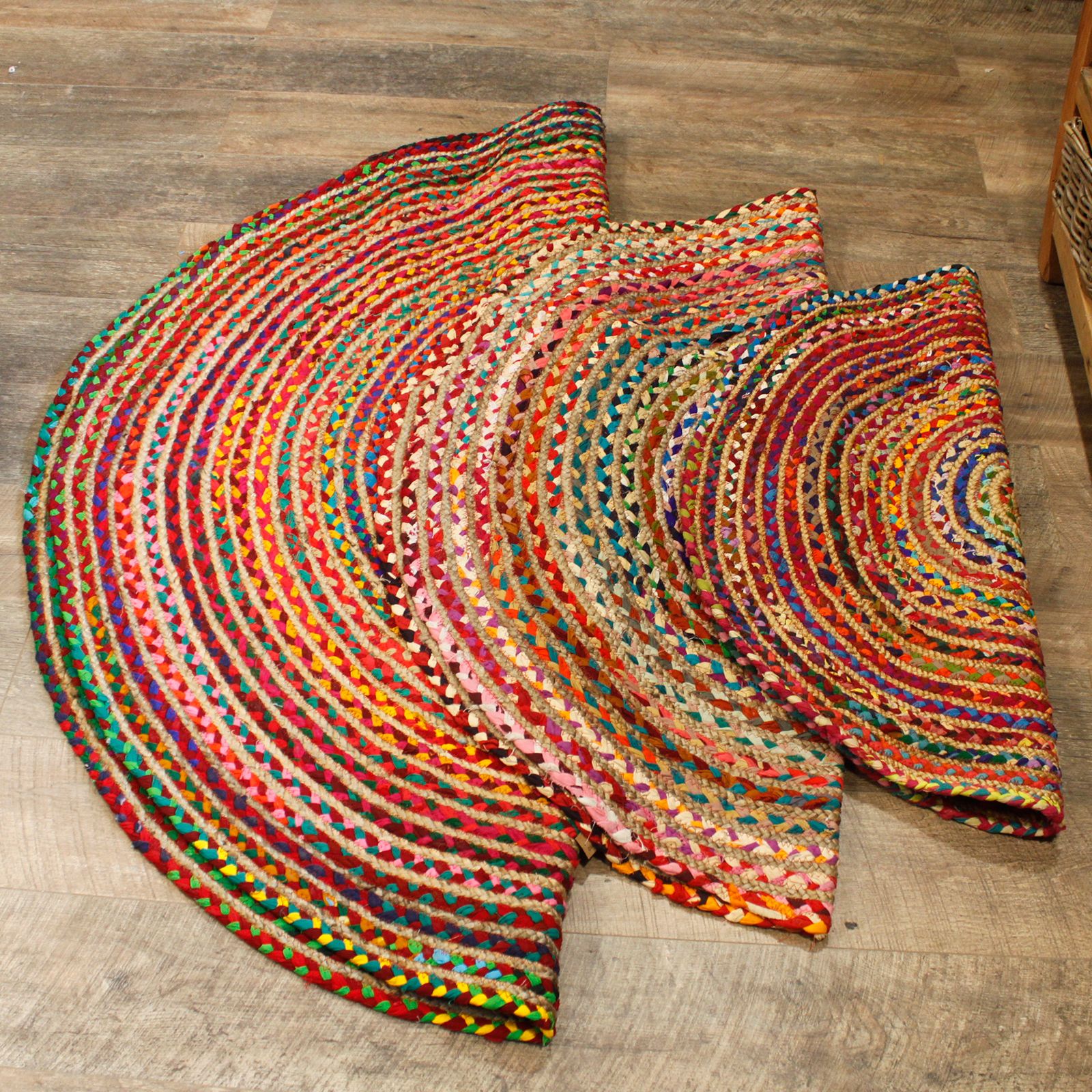 Round Jute and Recycled Cotton Rug - 150 cm - Image 4