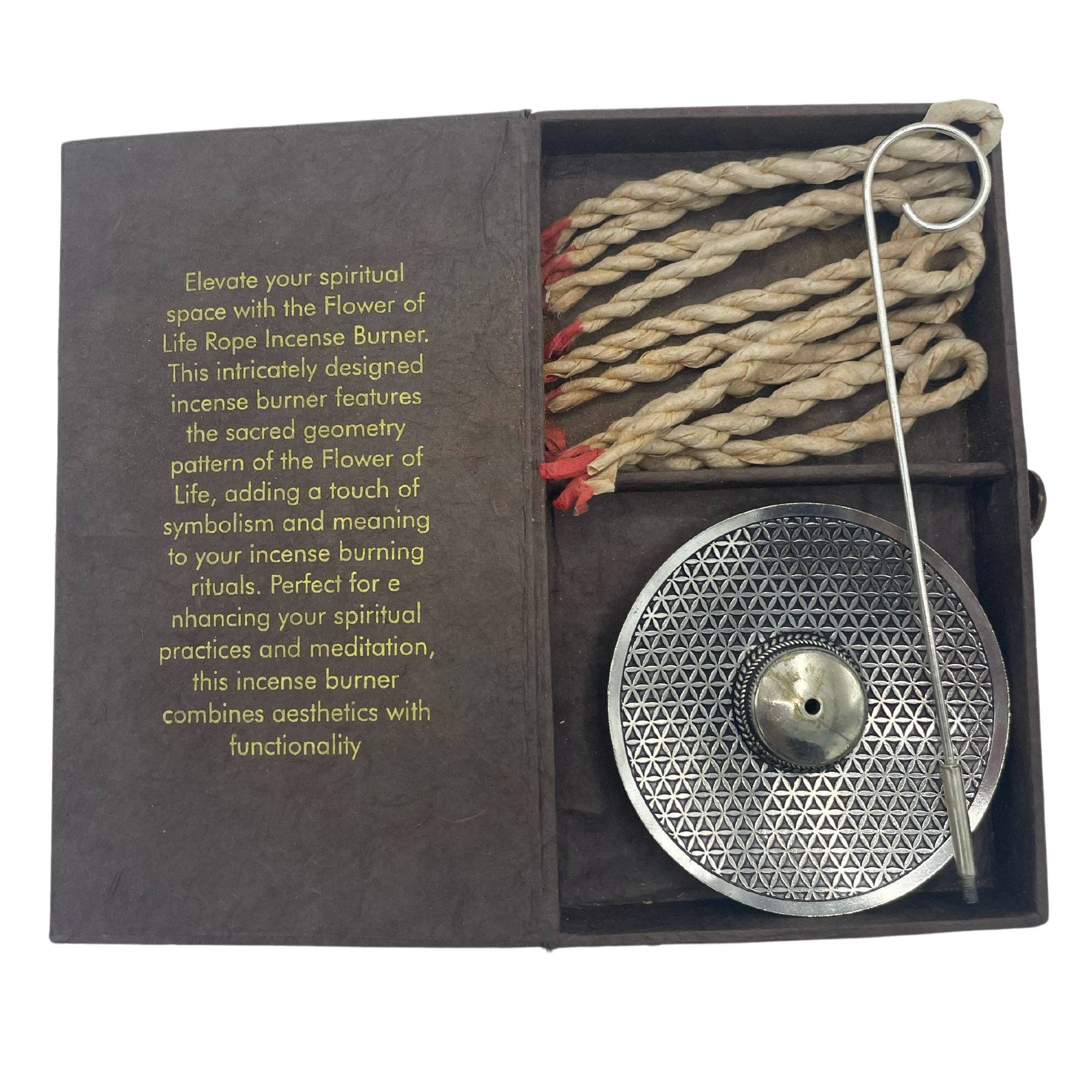 Rope Incense and Silver Plated Holder Set - Flower of Life - Image 7