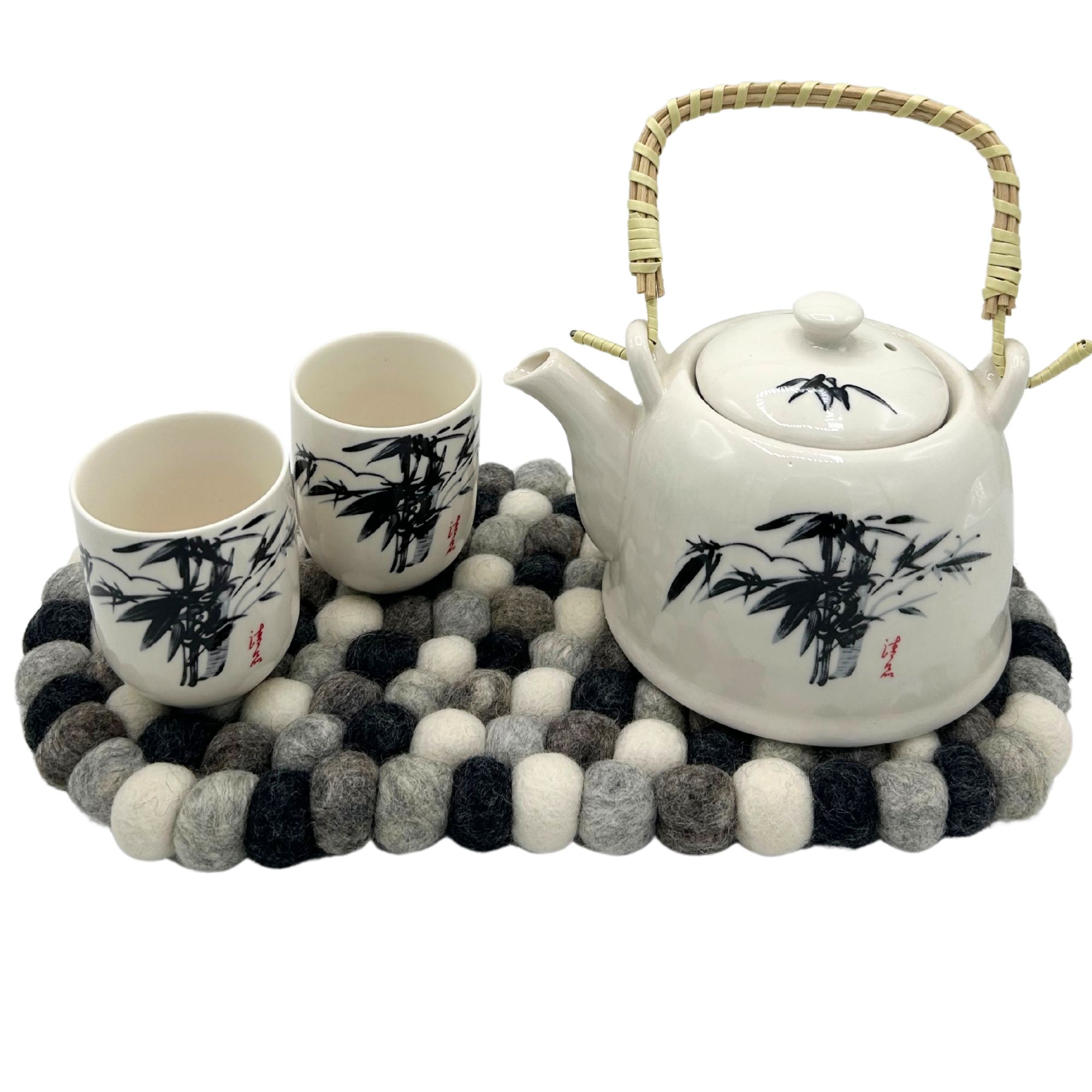 Felt Ball Oval Centre Mat - Multi Grey Colour - Image 3