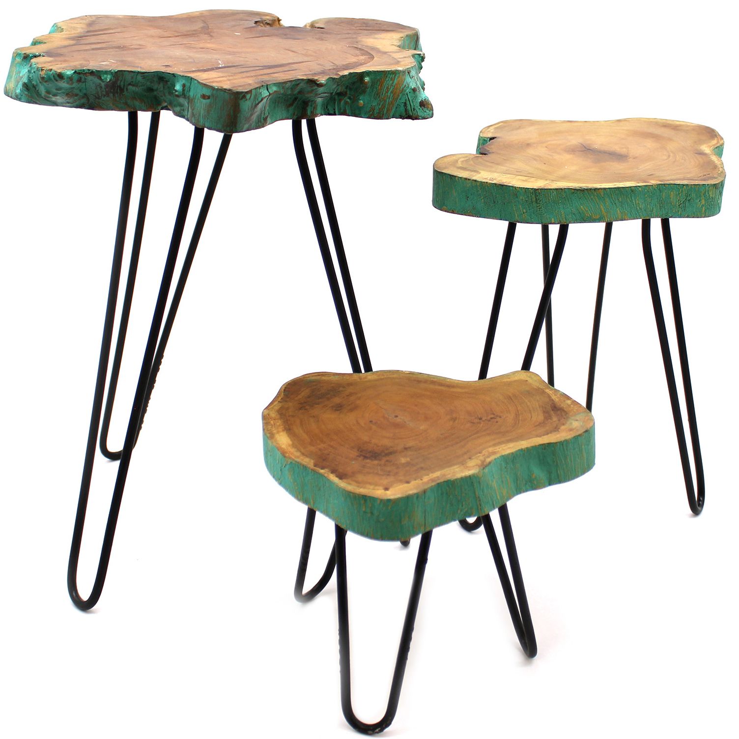 Set of 3 Gamal Wood Plant Stands - Greenwash - Image 8