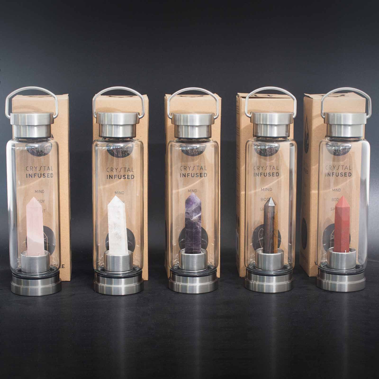 Crystal Infused Glass Water Bottle - Relaxing Amethyst - Obelisk - Image 5