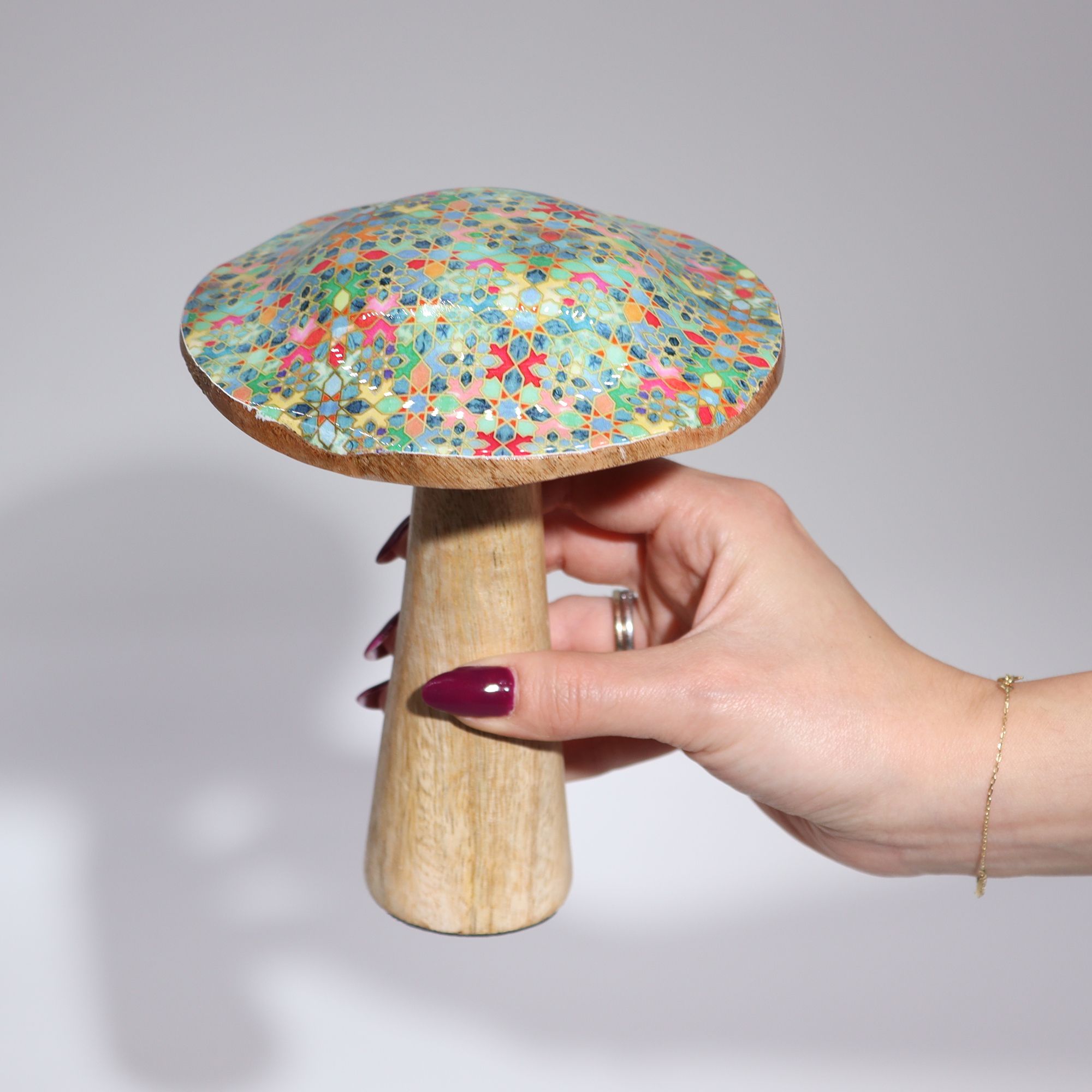 Med Wooden Mushroom - Pretty Floral - Image 4