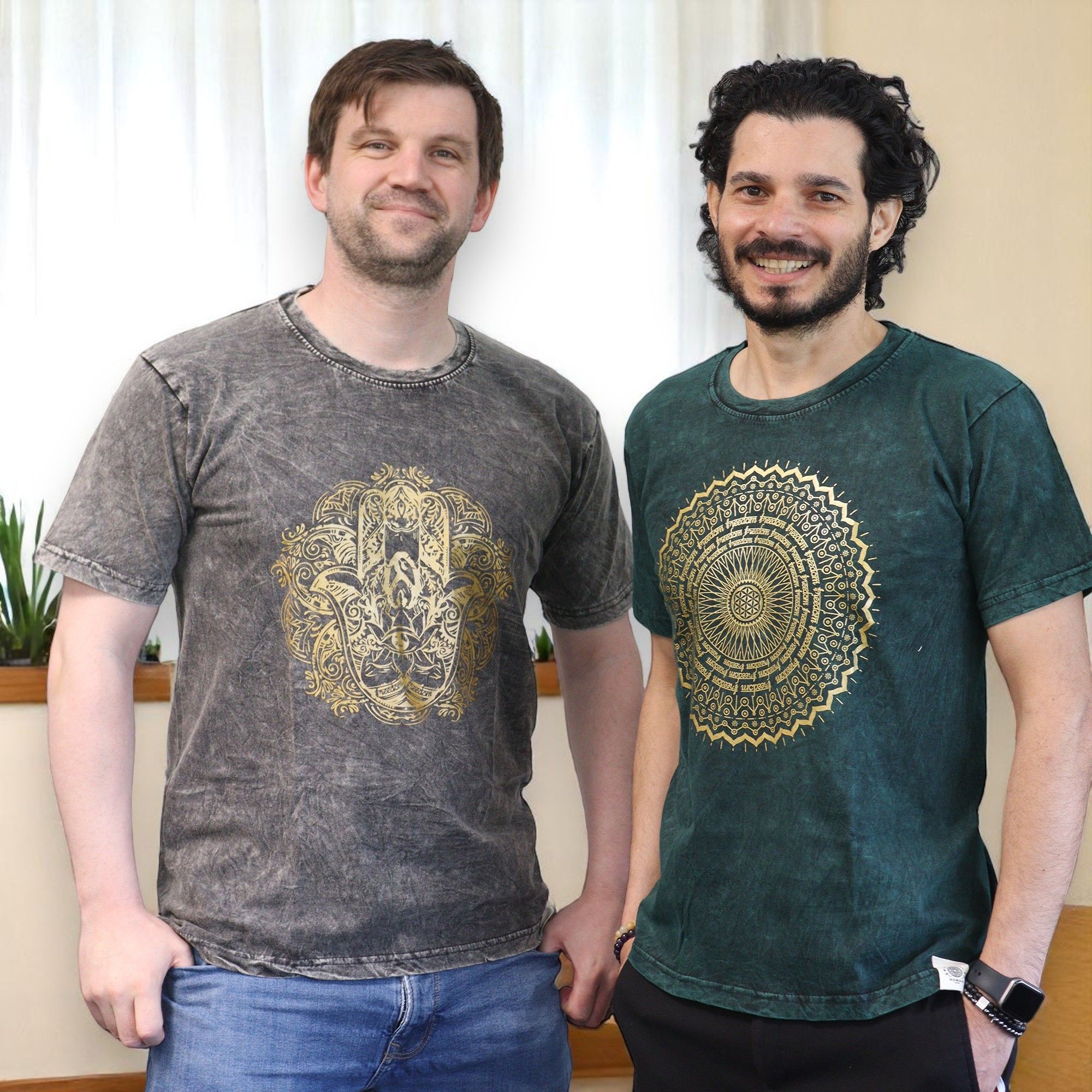 Medium Stone Washed T-Shirt - Hamsa - Dark Grey - Image 2