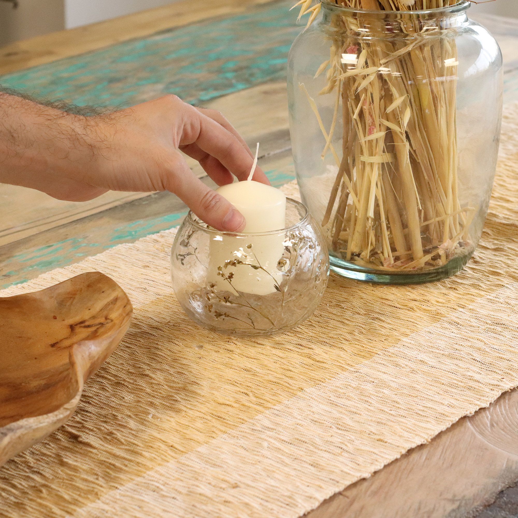 Natural Floral Glass - Bowl Candle Holder - Margarita - (8x10cm) - Image 4