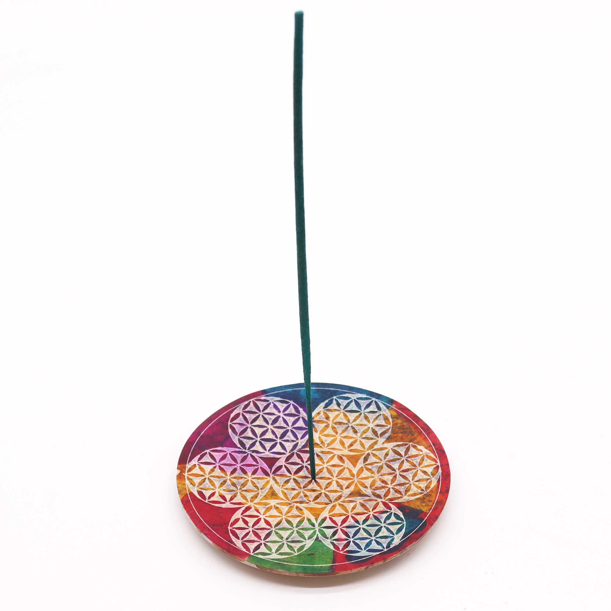 Soapstone Disc Incense Holder - 7 Flower of Life - Image 2