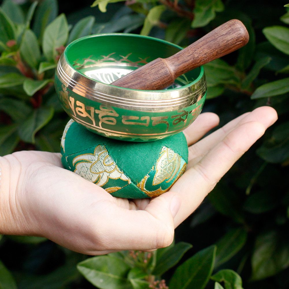 Mini Singing Bowl Gift Set - Green - Image 4