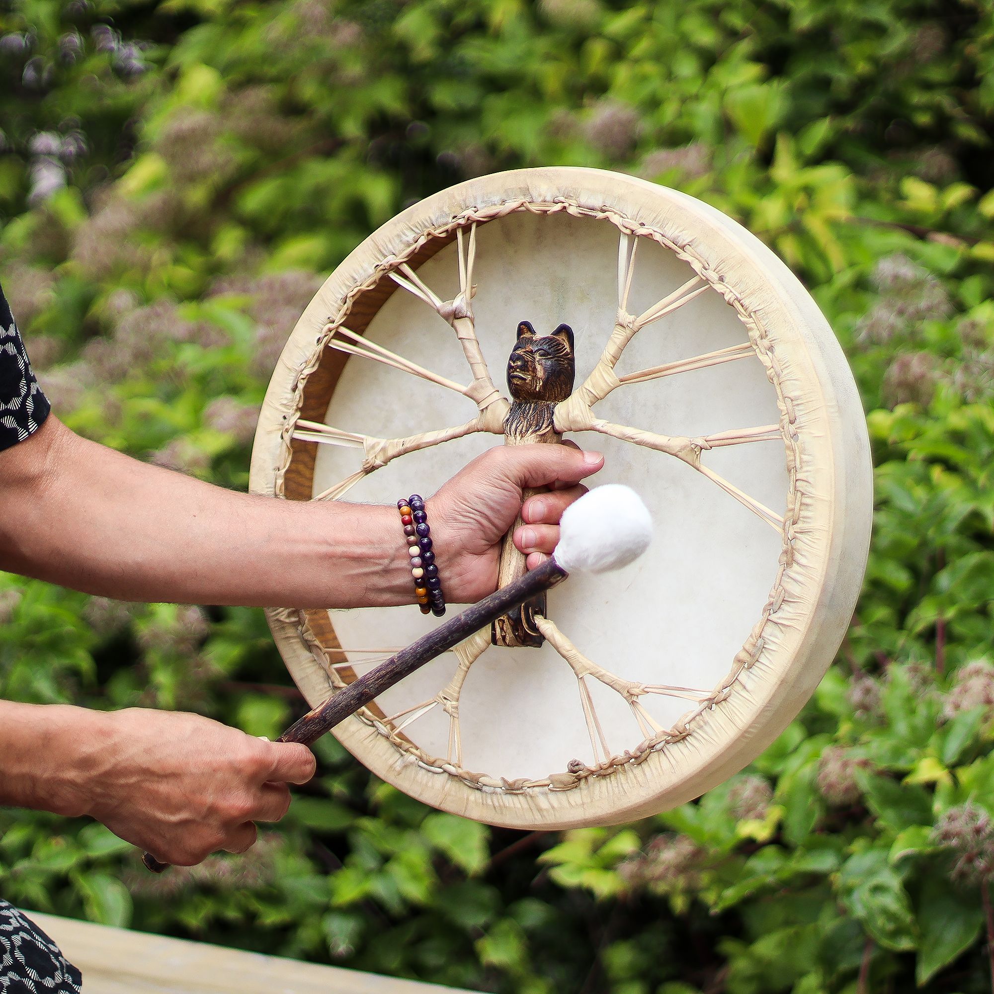 Spirit of the Bear - Shaman Drum & Stick- Tunable - 40cm - Image 5