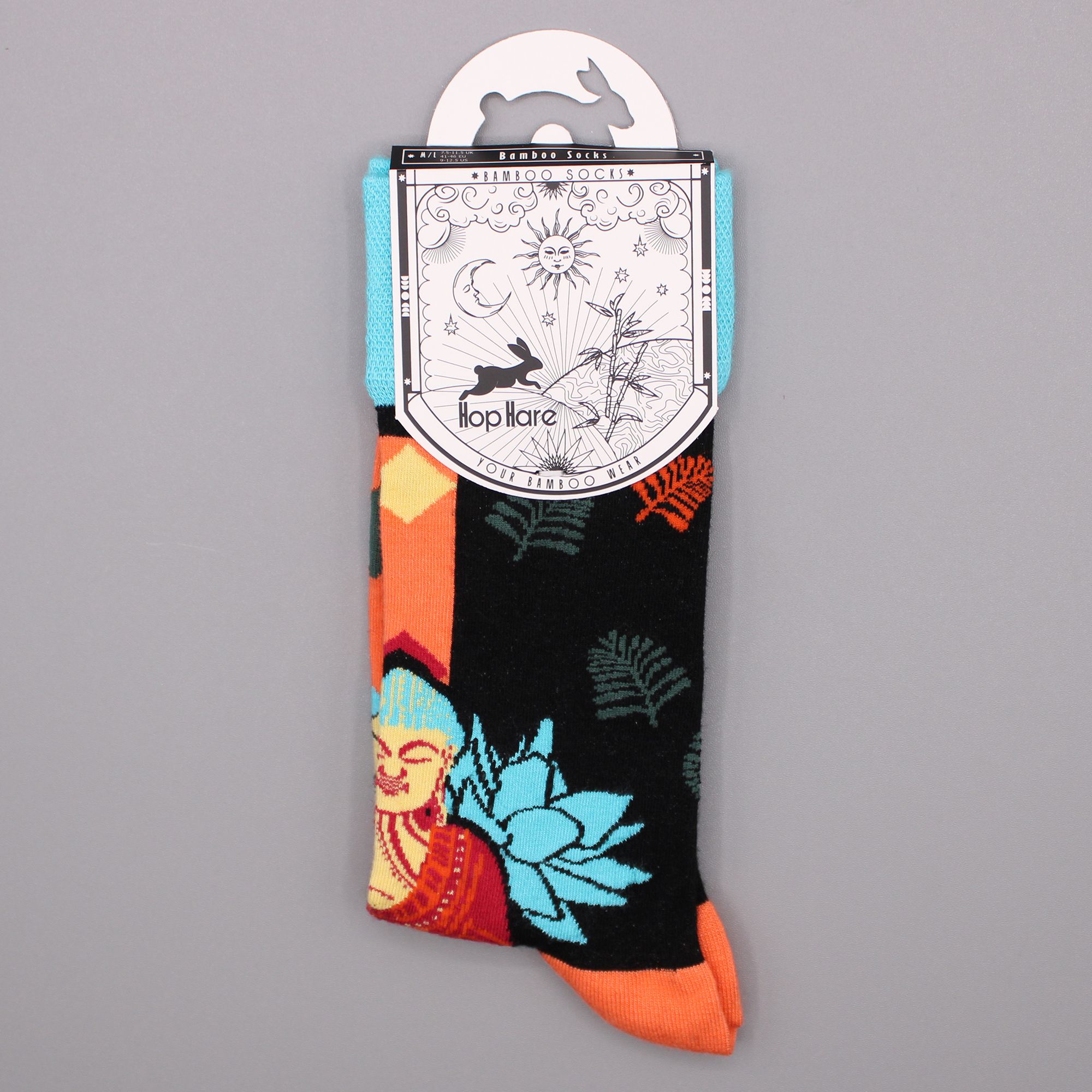 Hop Hare Bamboo Socks S/M - Blue Buddha & Lotus - Image 3