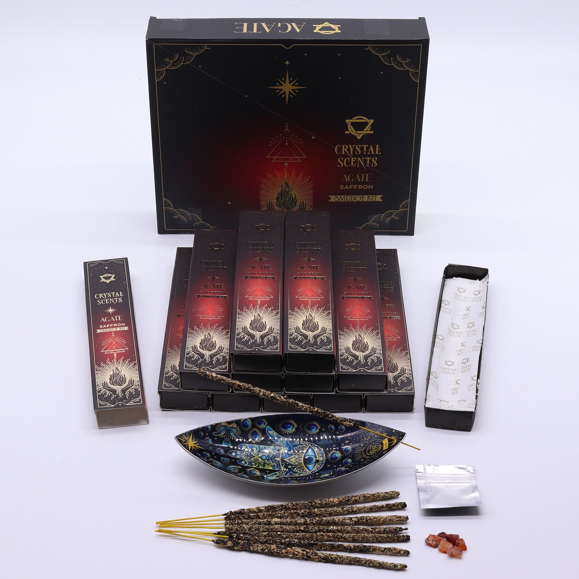 Red Agate Crystal Scents Smudge Incense - Saffron - Image 4