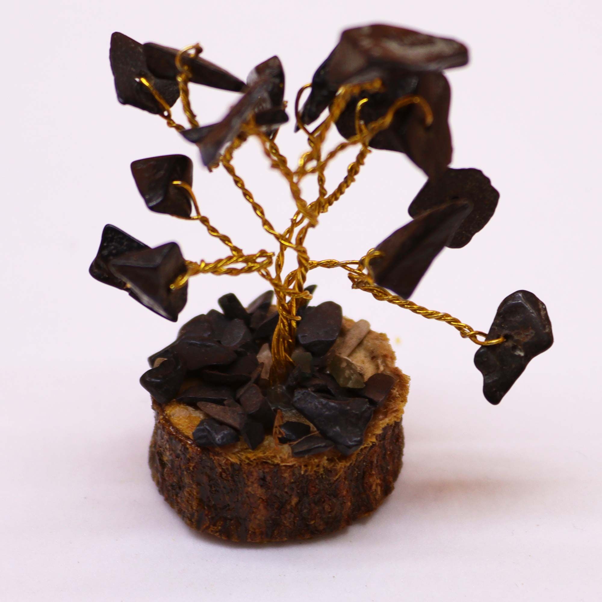 Mini Gemstone Tree On Wood Base - Black Agate (15 stones) - Image 5
