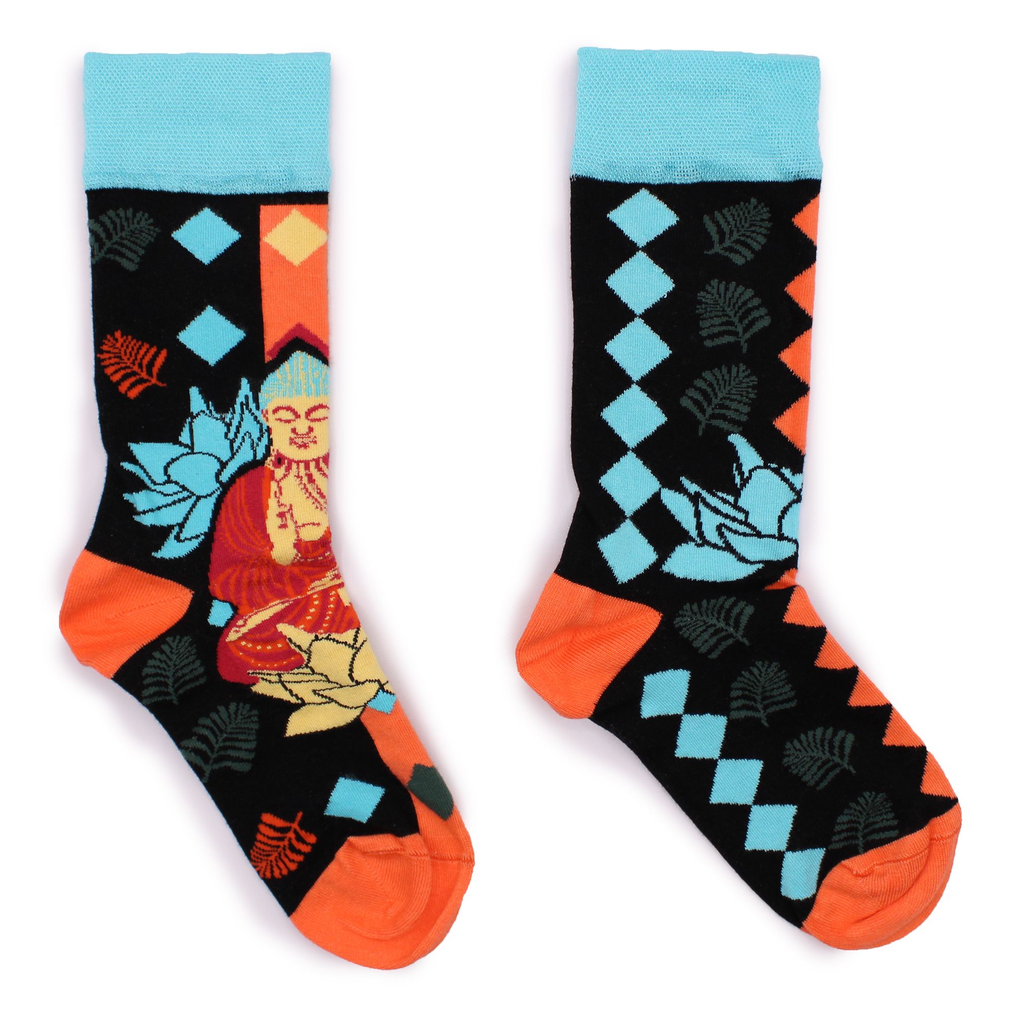 Hop Hare Bamboo Socks S/M - Blue Buddha & Lotus - Image 2