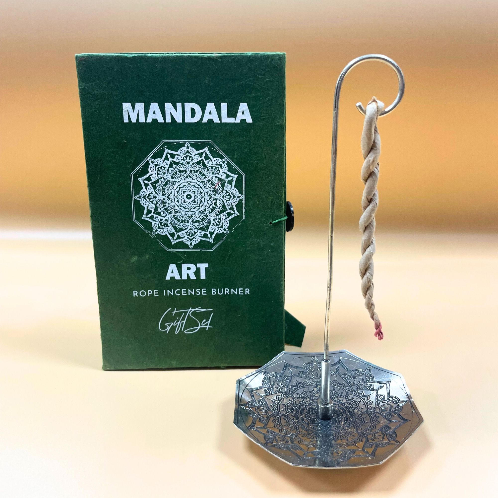 Rope Incense and Silver Plated Holder Set - Mandala Flower - Image 5