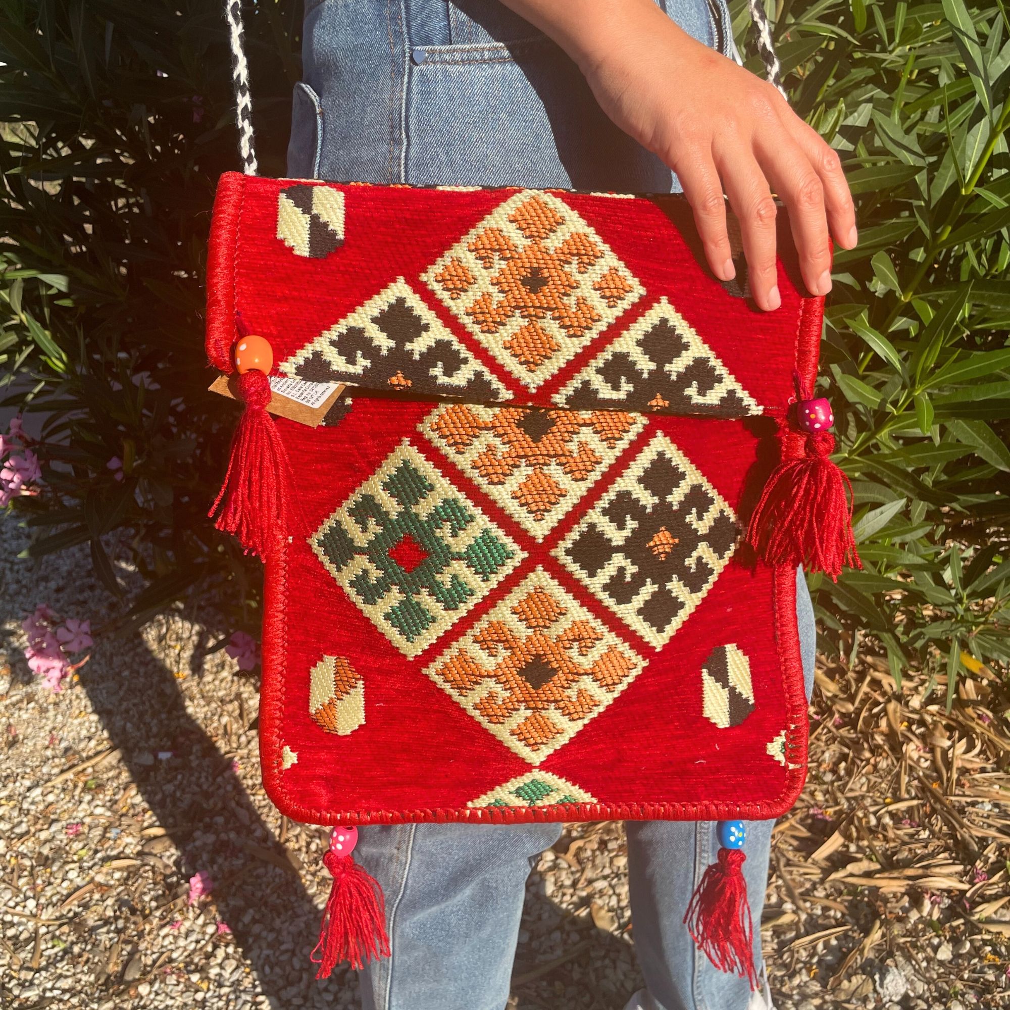 Red Kilim Messenger Festival Bag - Image 2