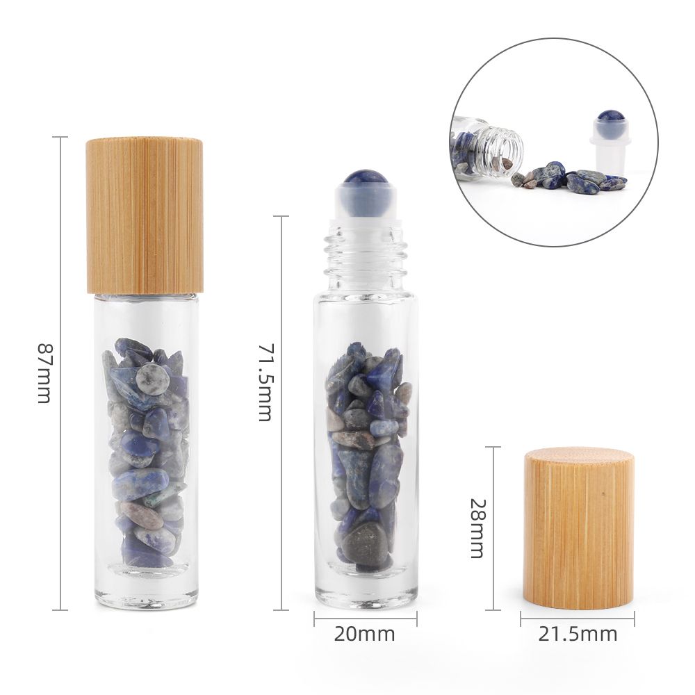 Gemstone Essential Oil Roller Bottle - Sodalite - Wooden Cap - Image 2