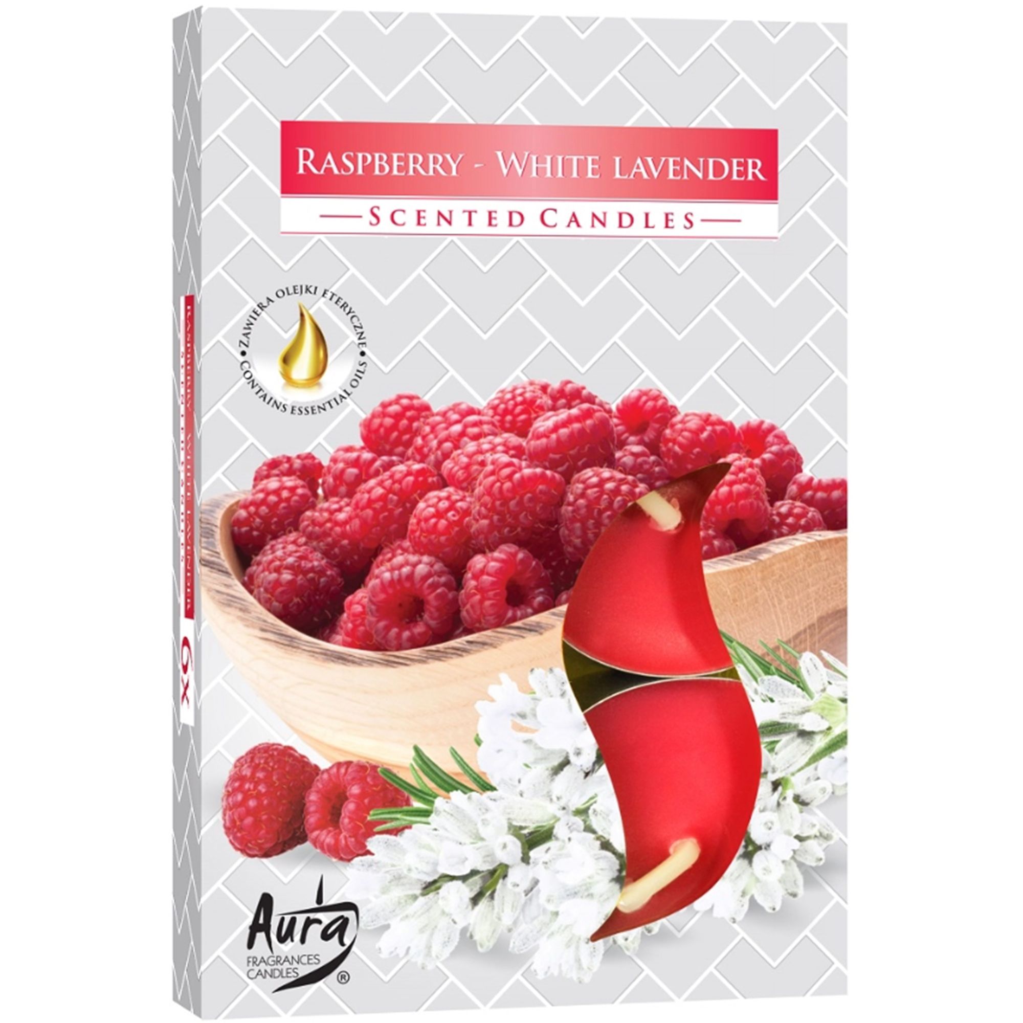 Set of 6 Scented Tealights - Raspberry & White Lavender - Image 2