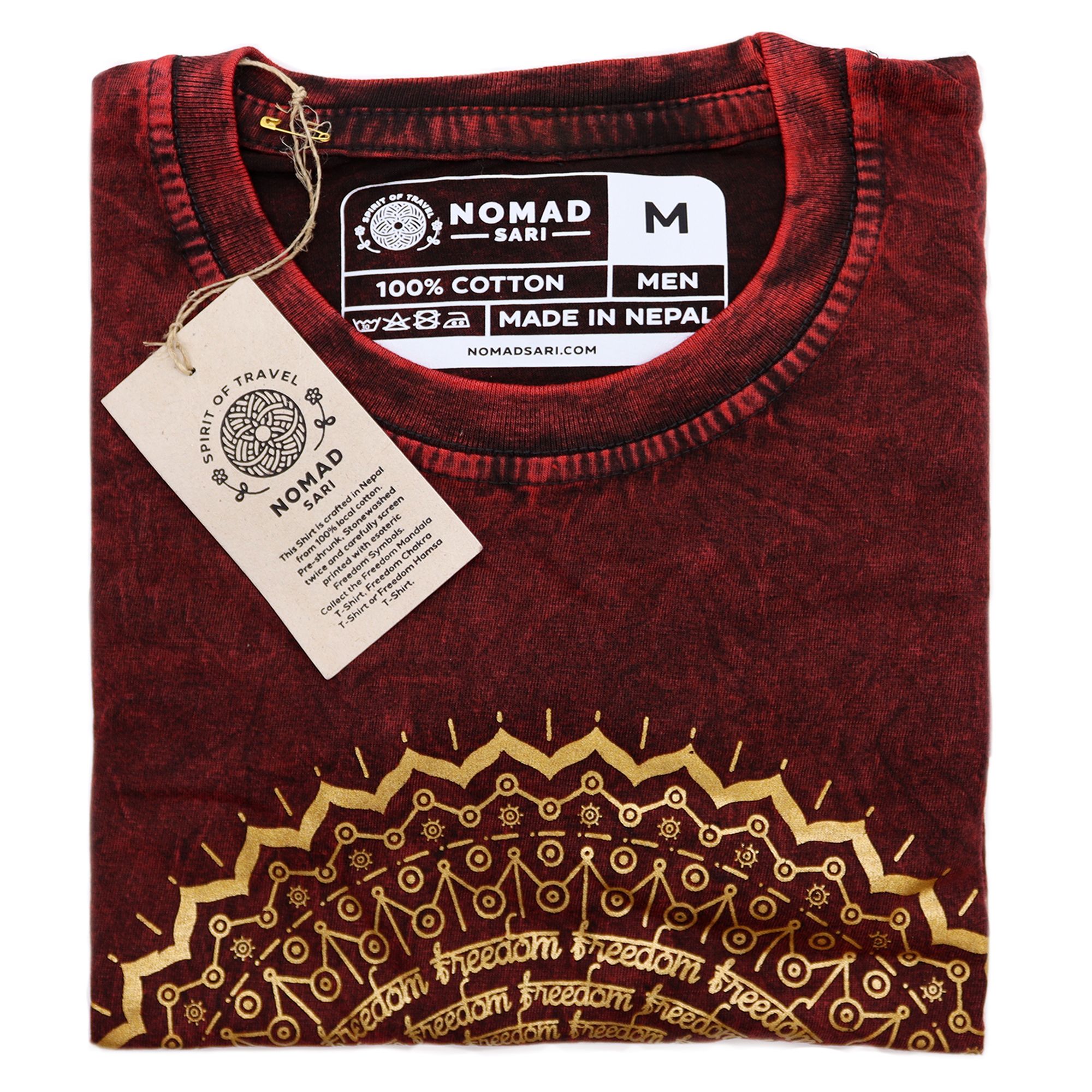 Medium Stone Washed T-Shirt - Mandala - Maroon - Image 2