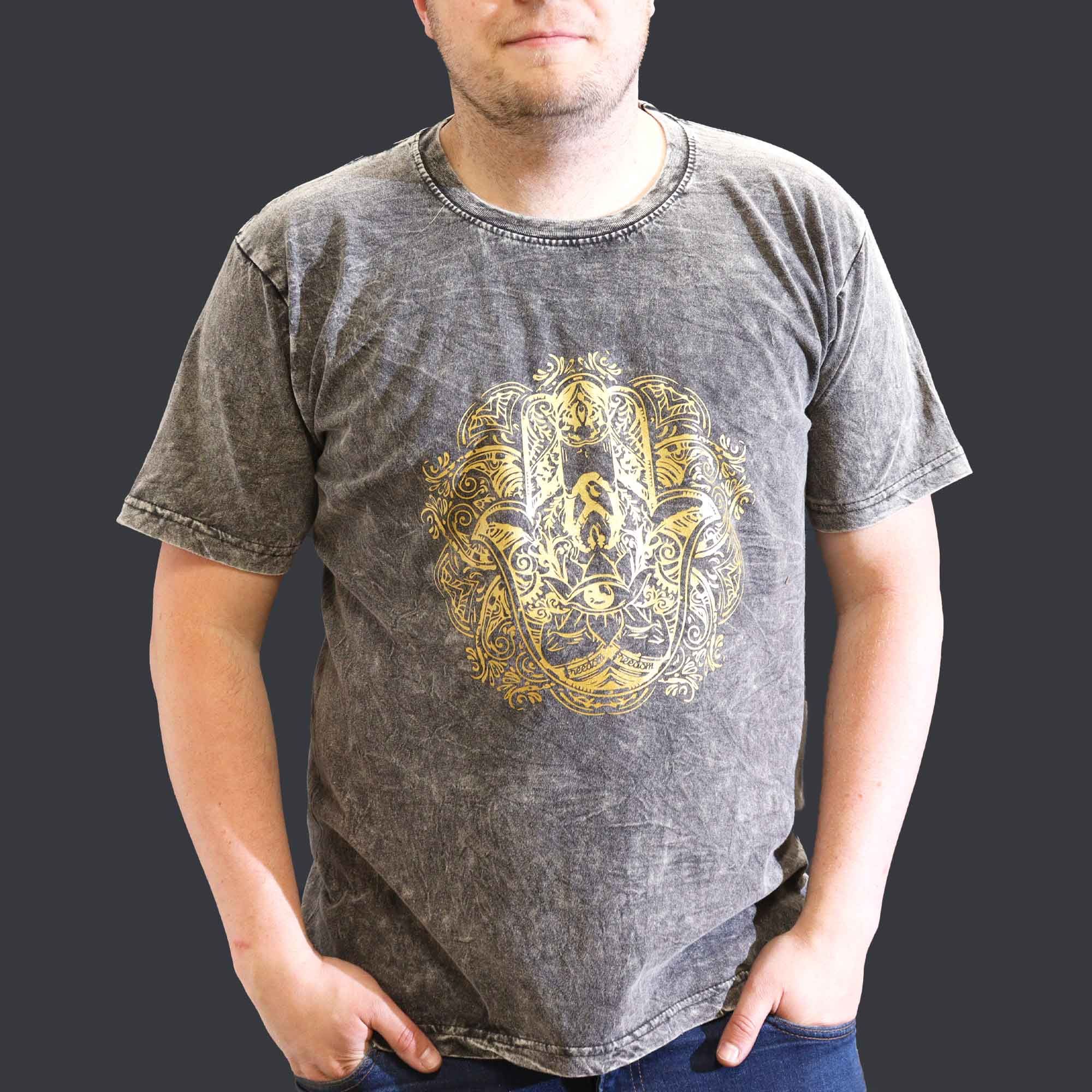 XLarge Stone Washed T-Shirt - Hamsa - Dark Grey - Image 4