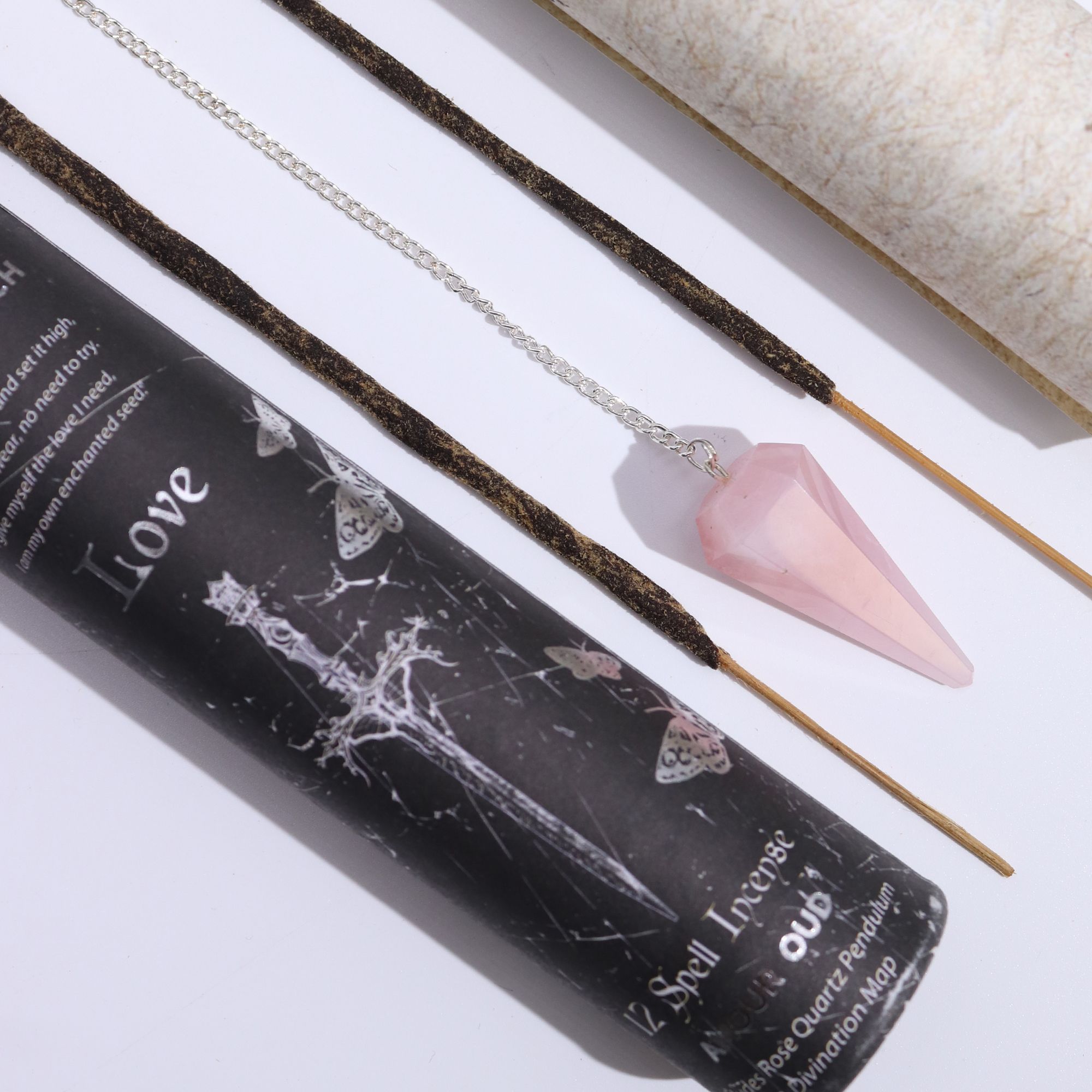 Ancient Witch Spell Incense - Love - Rose Quartz Pendulum - Image 4